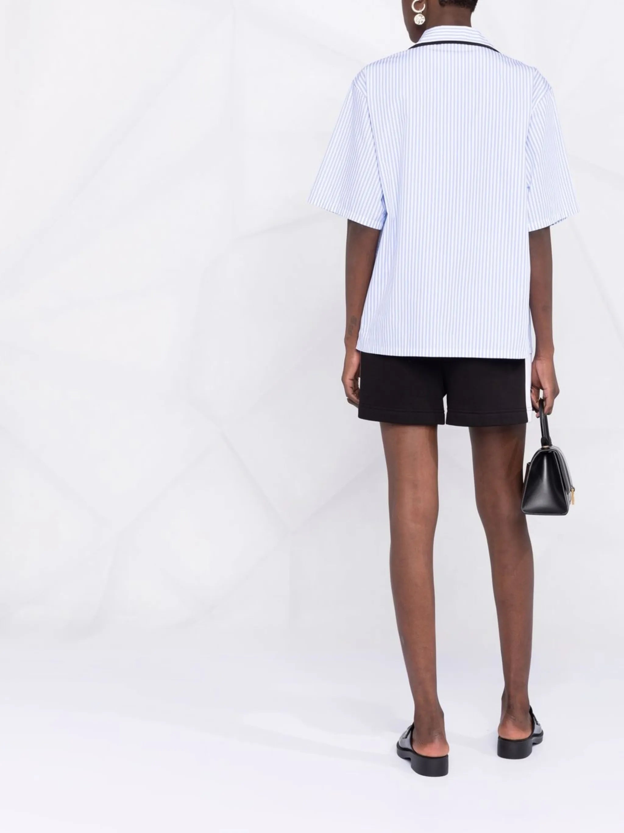 logo-print striped bowling shirt