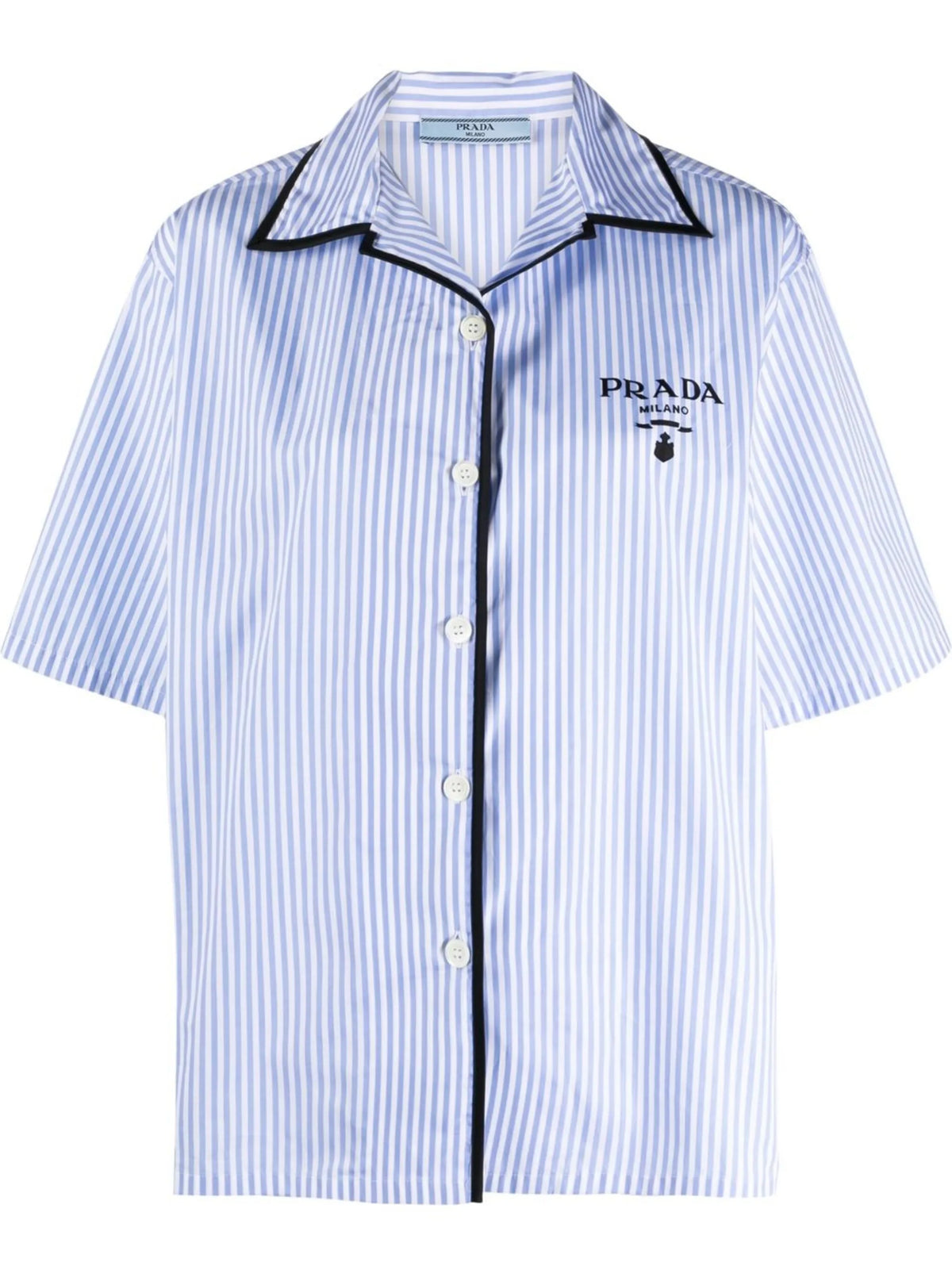 logo-print striped bowling shirt