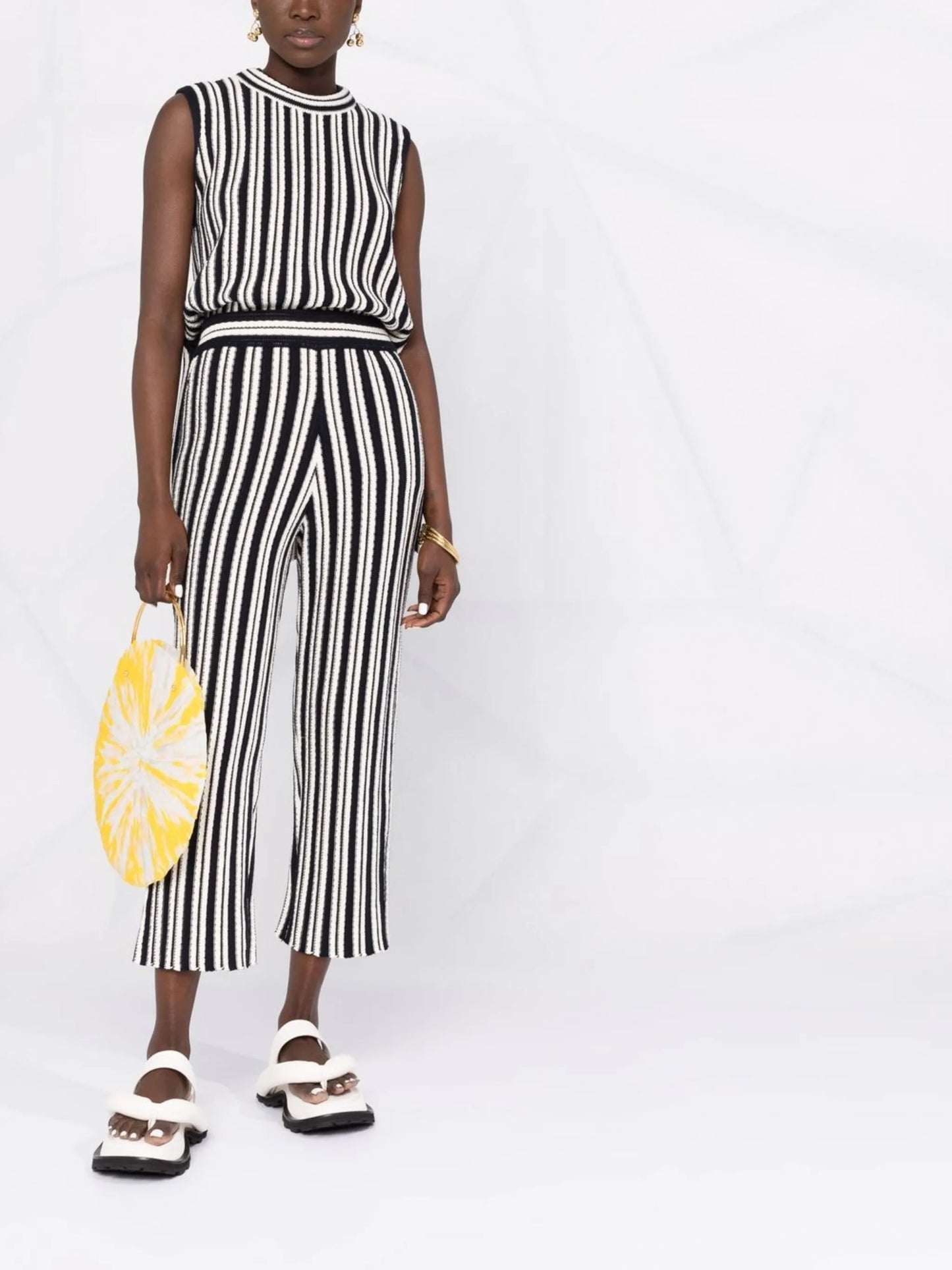 striped cropped trousers