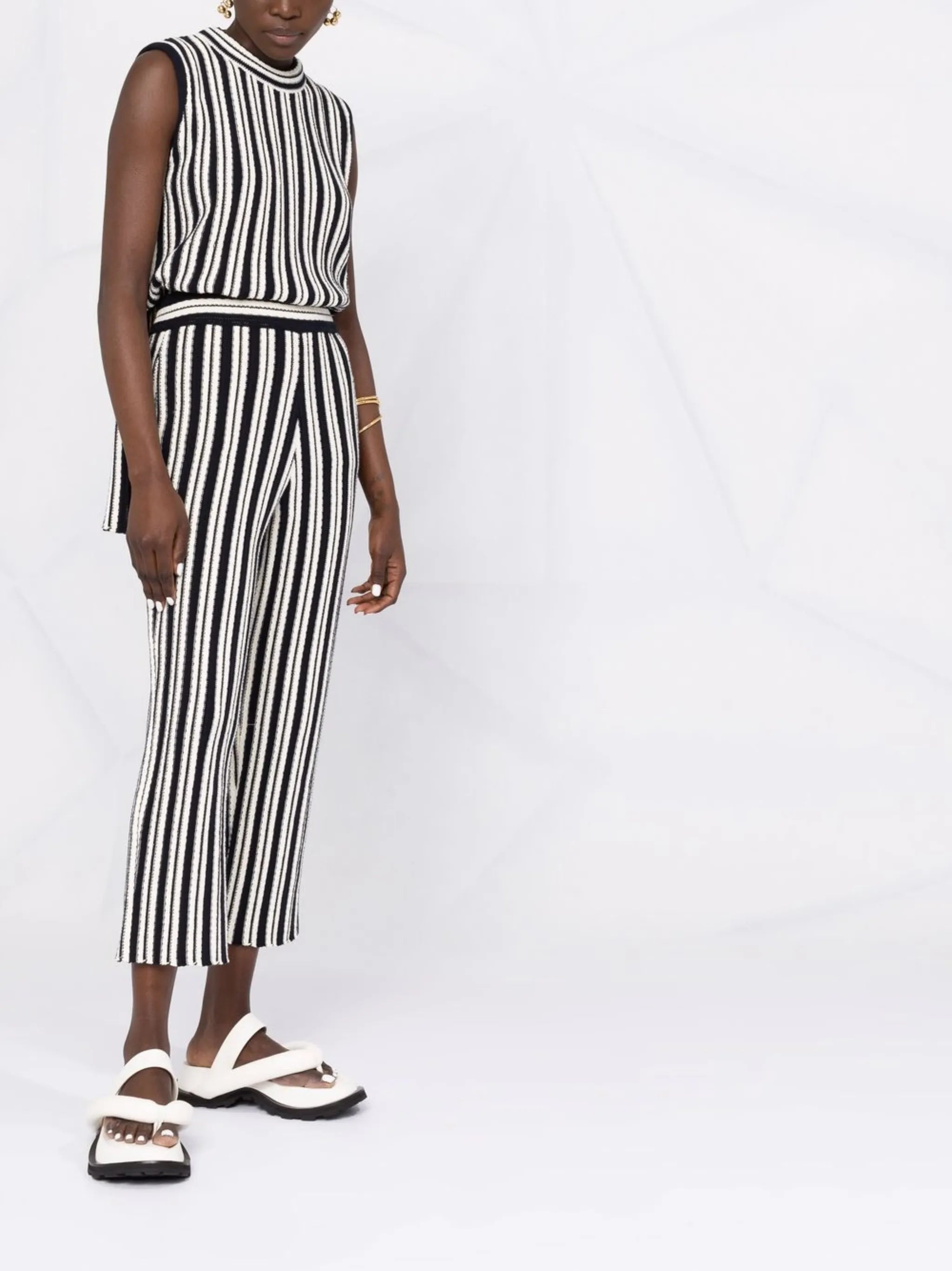 striped cropped trousers