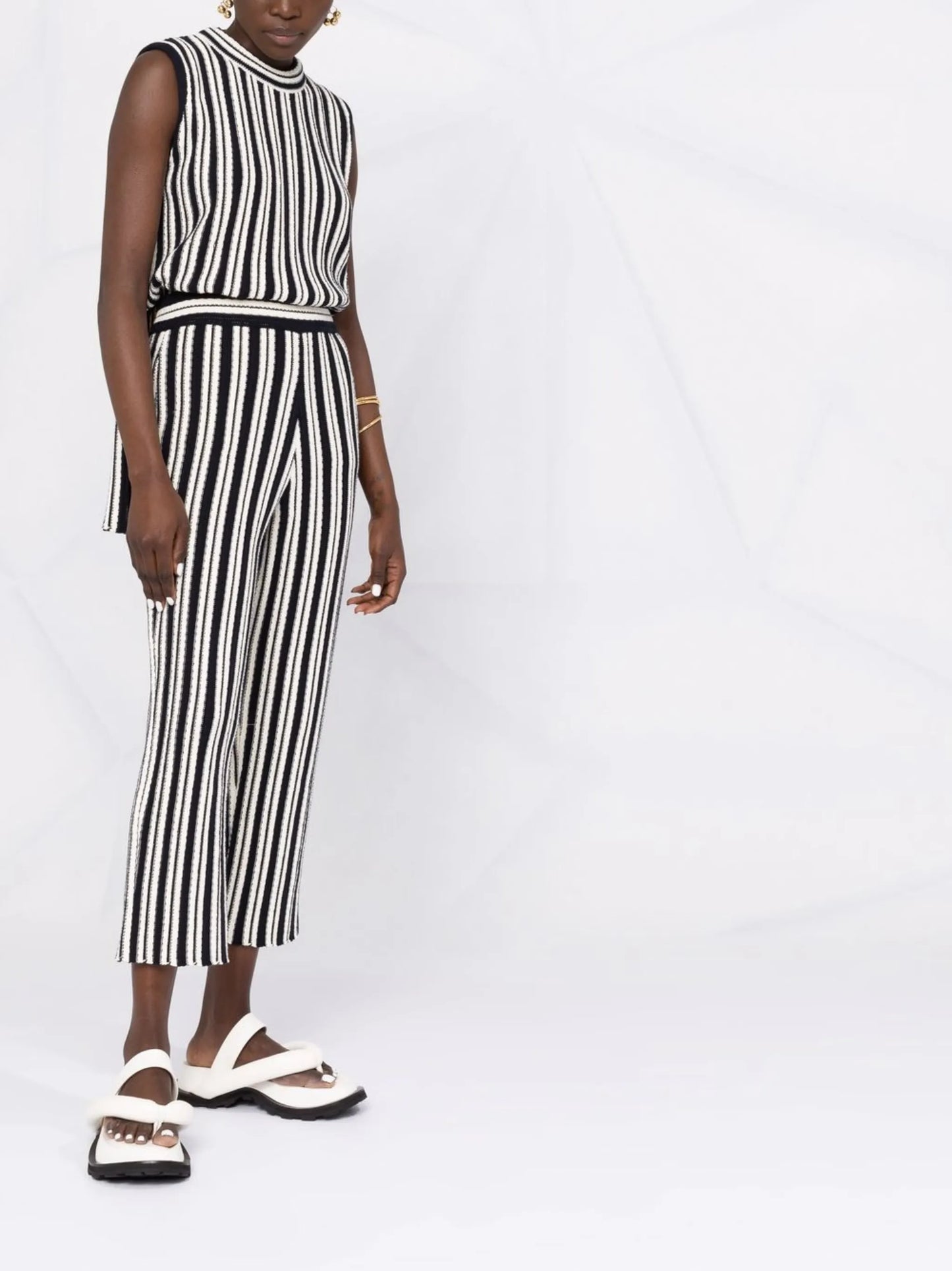 striped cropped trousers