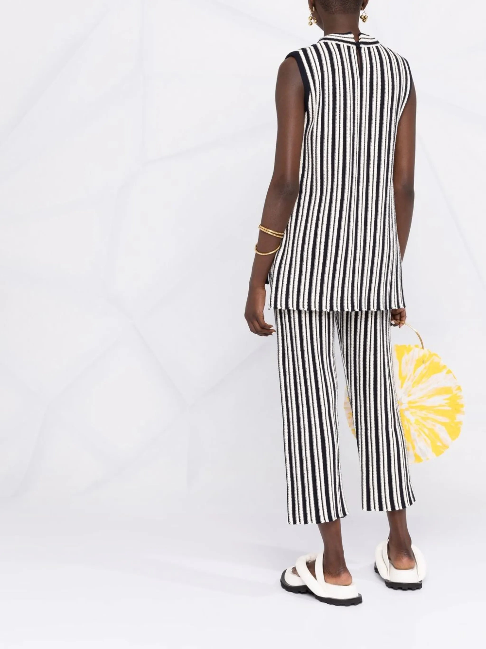 striped cropped trousers