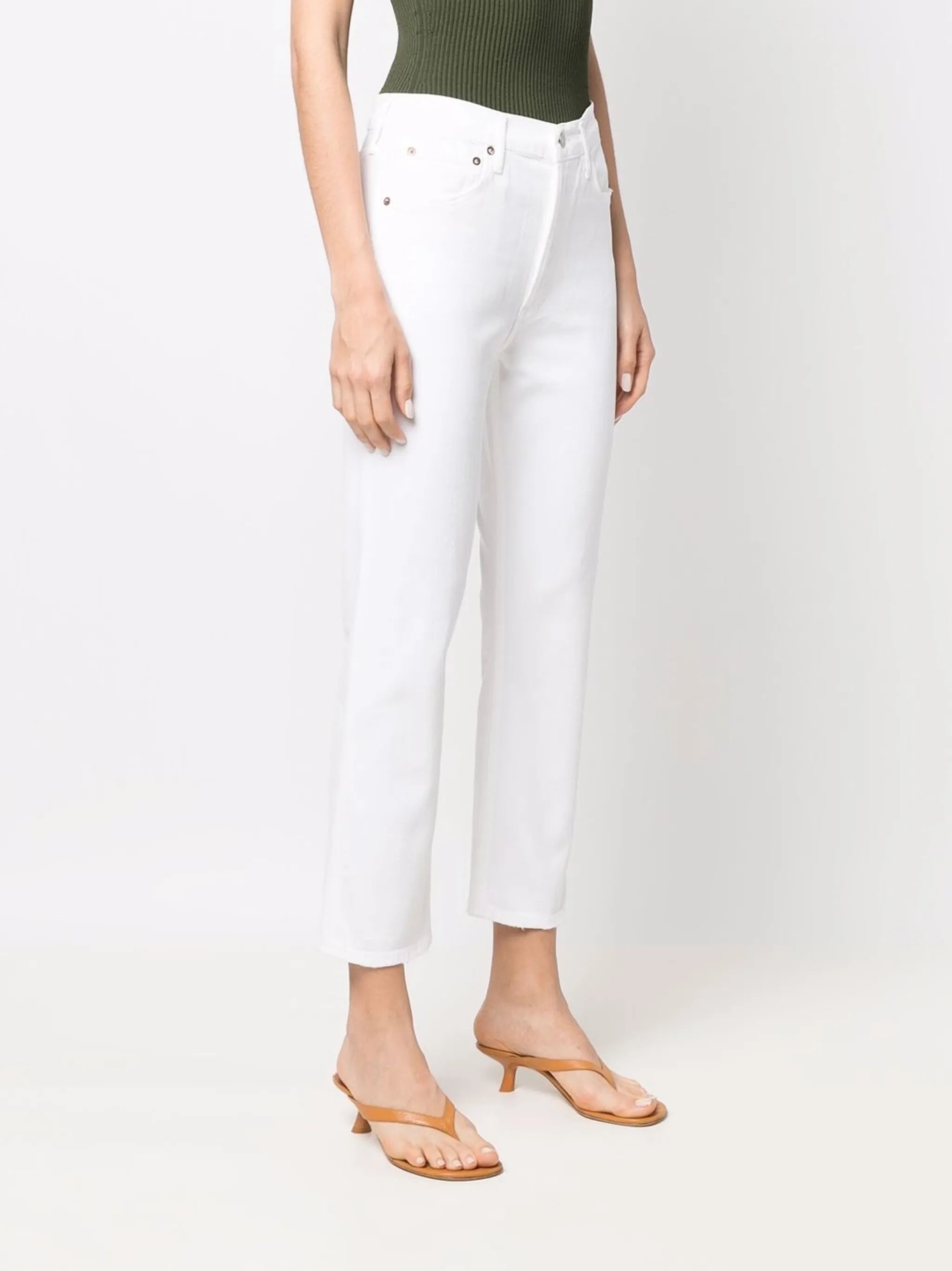 high-waist cropped jeans