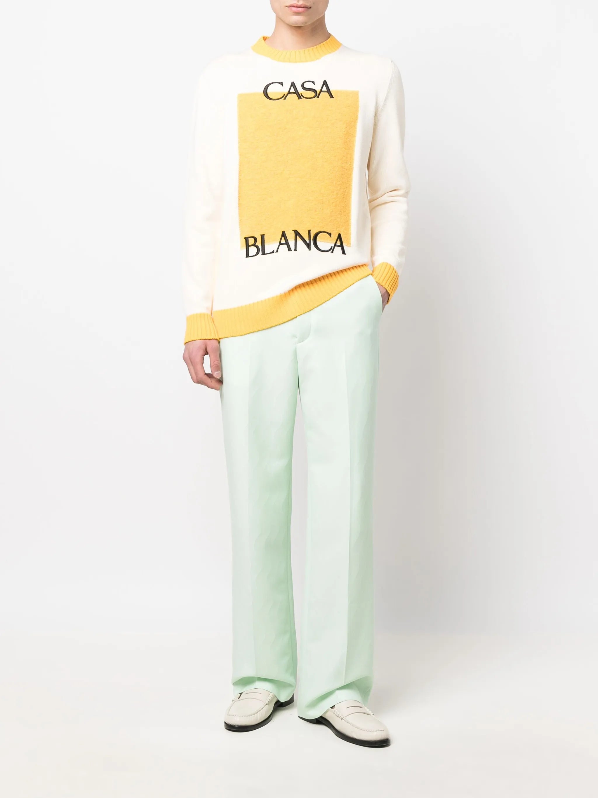 striped tailored flared trousers