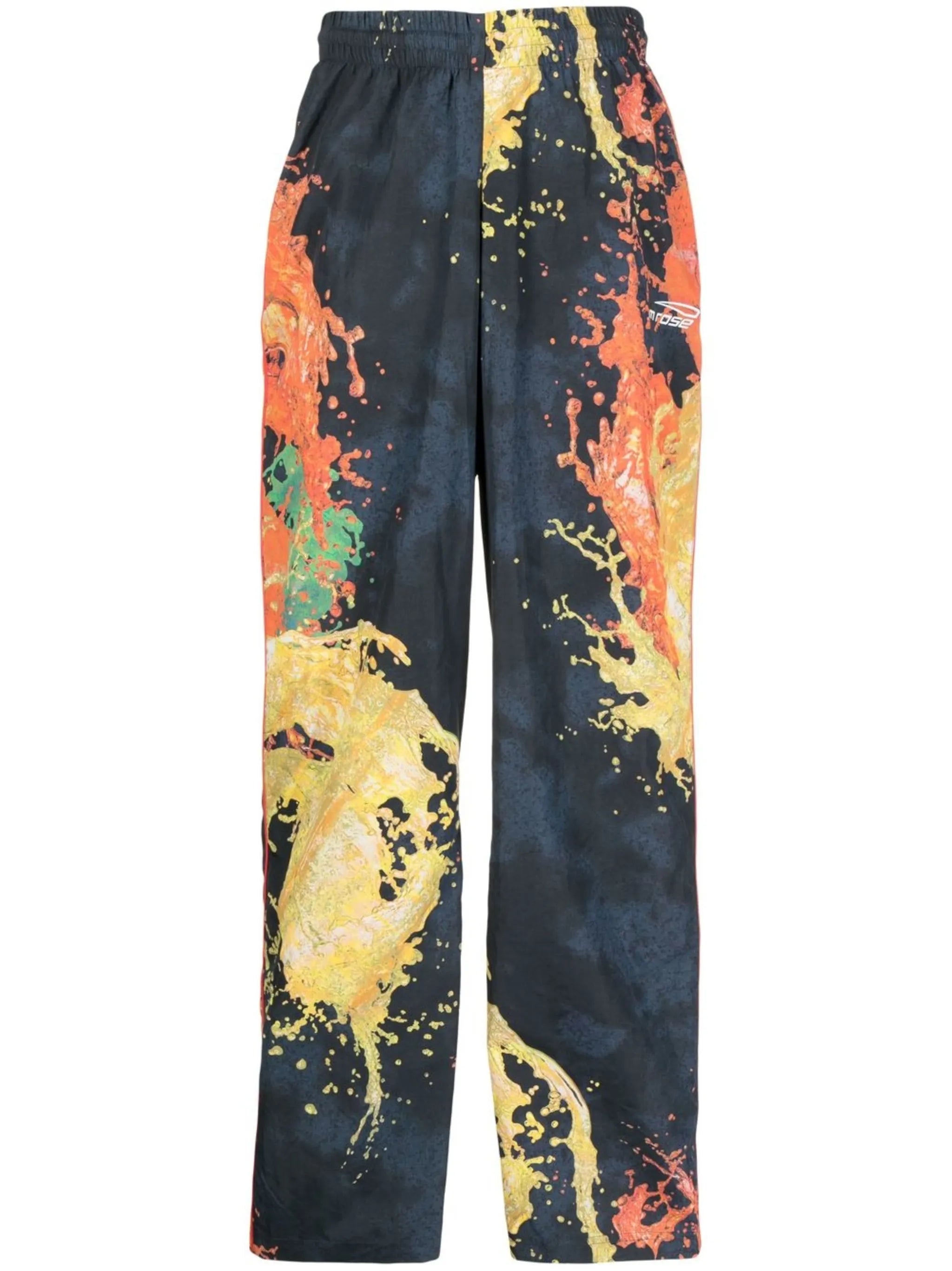 paint-print wide-leg trousers