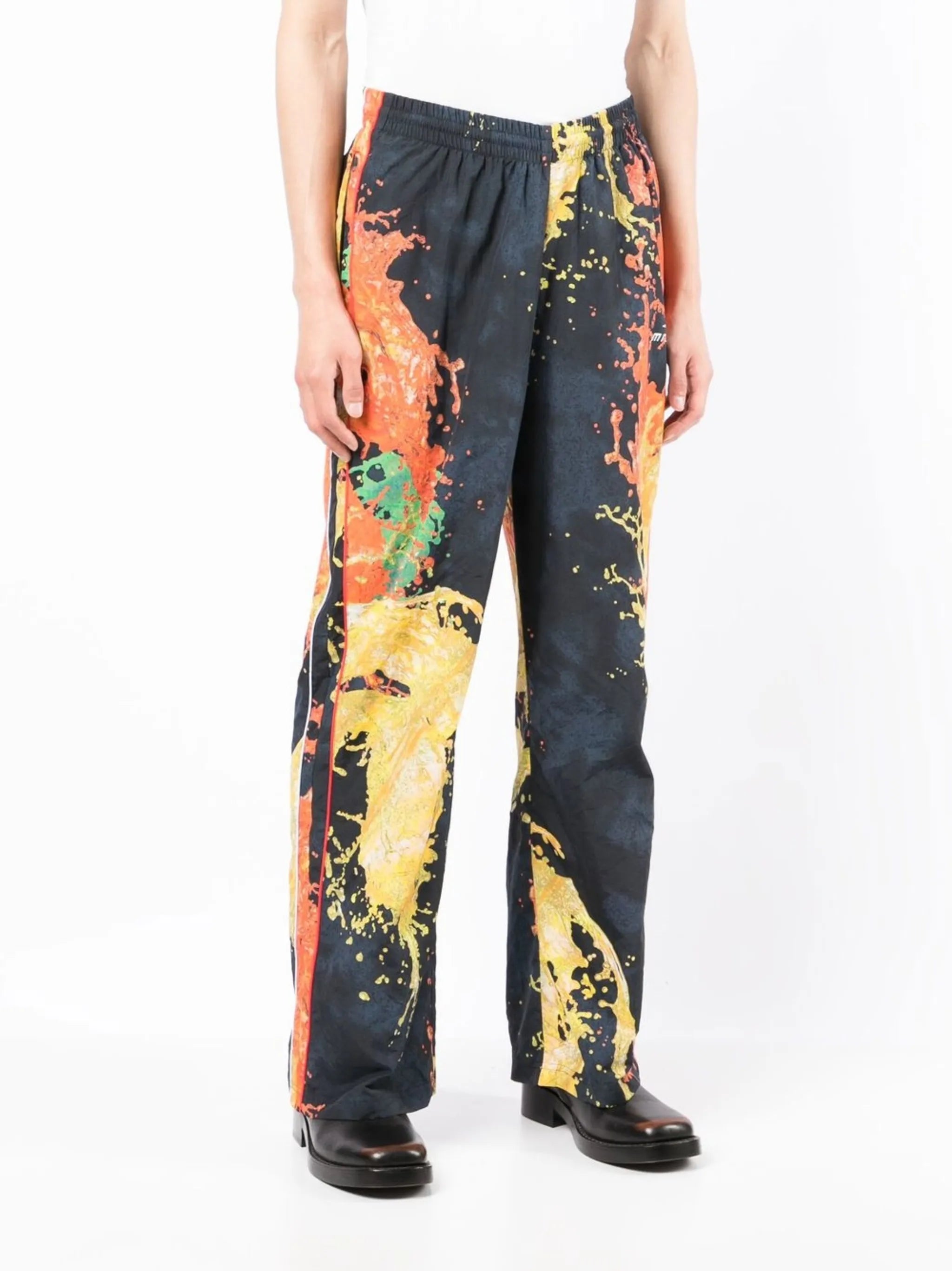 paint-print wide-leg trousers