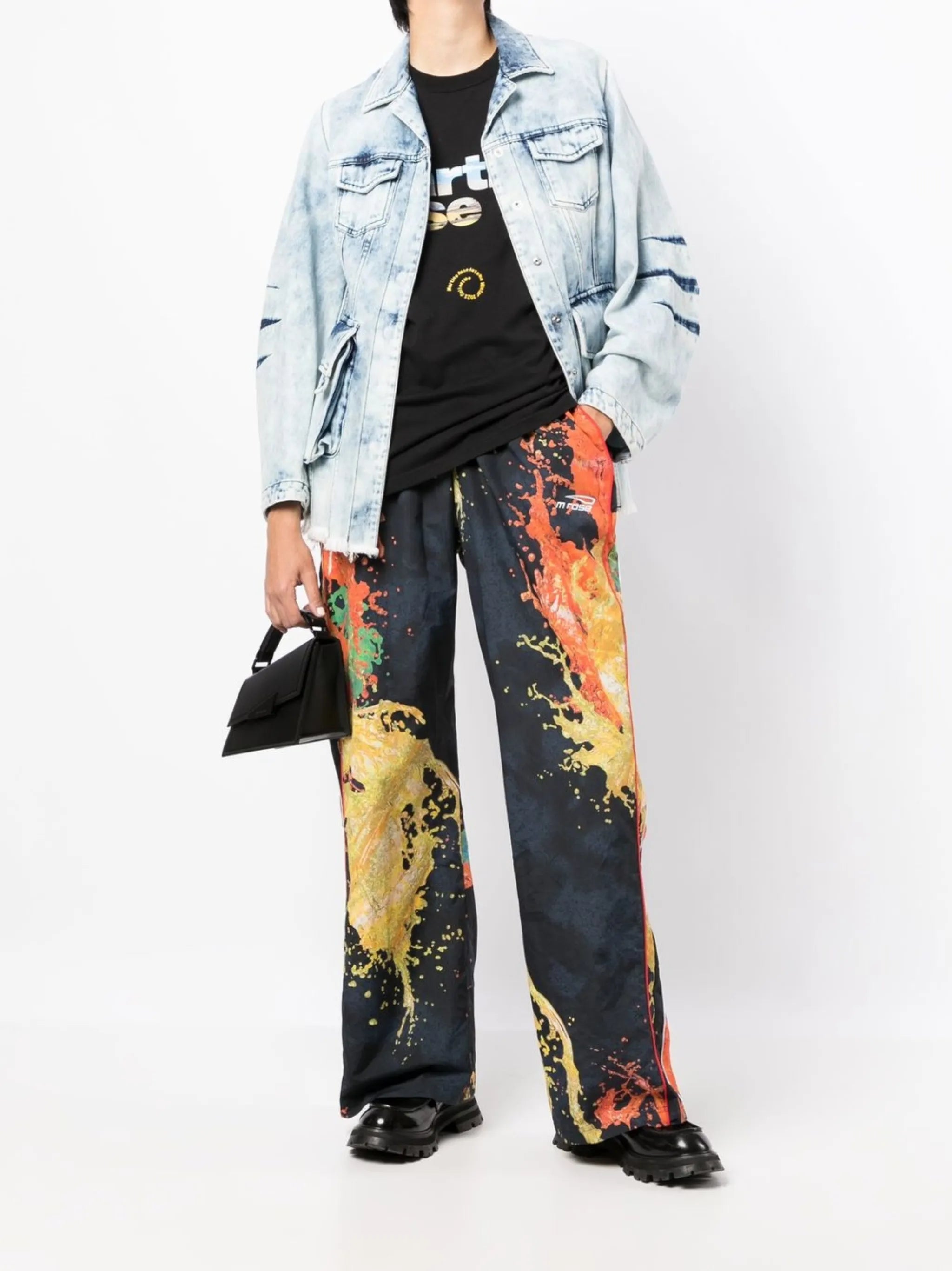 paint-print wide-leg trousers