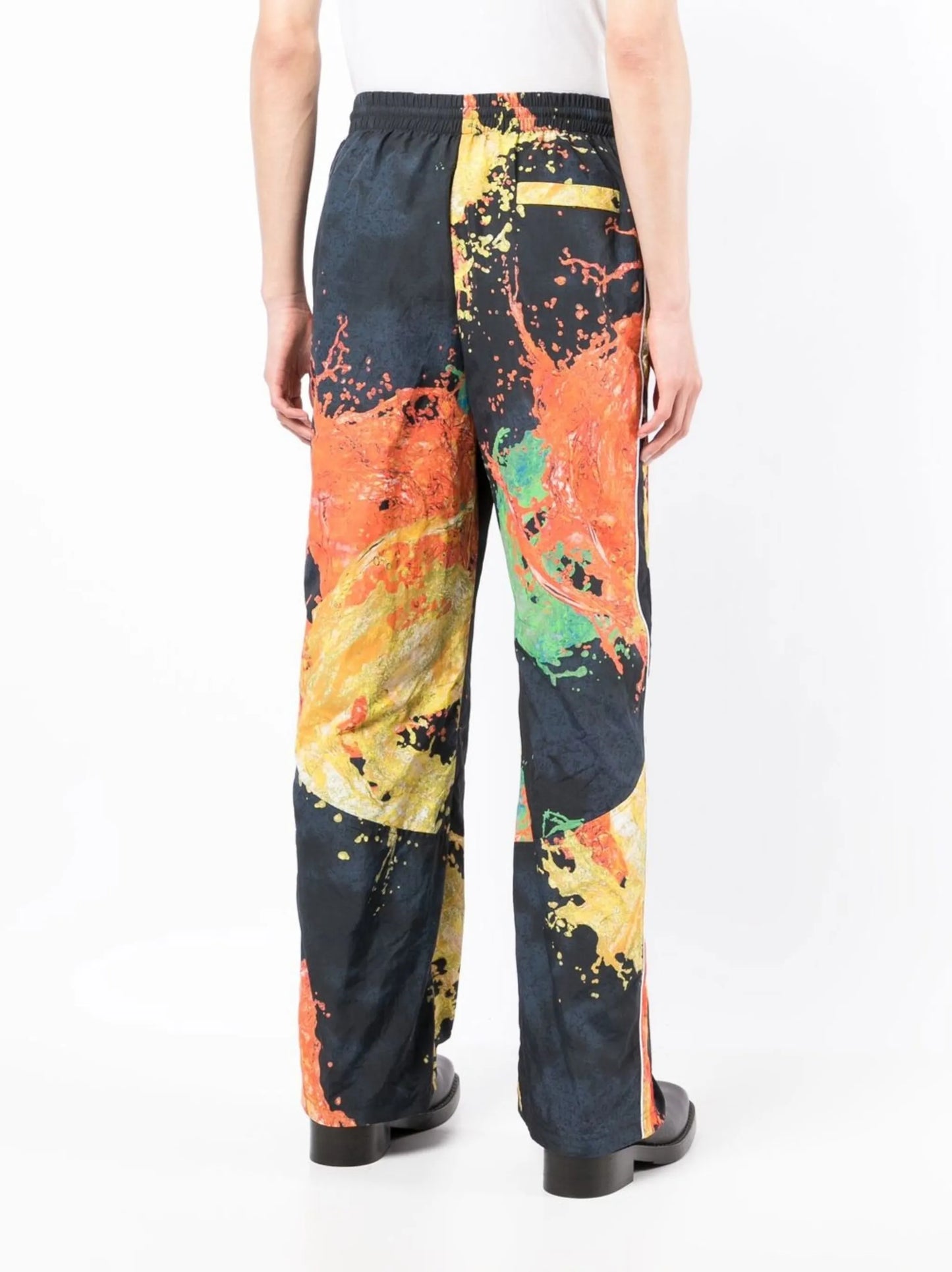 paint-print wide-leg trousers