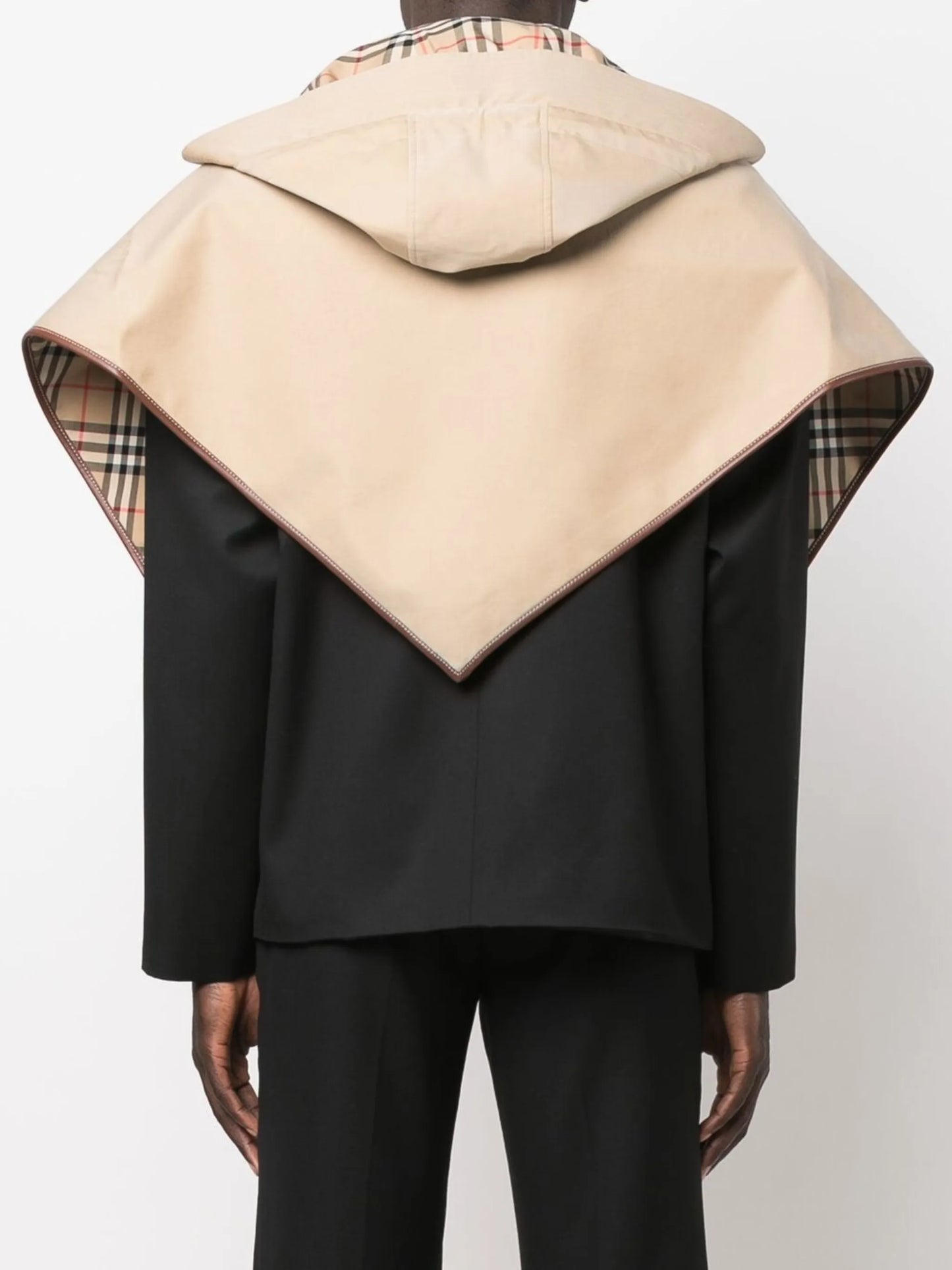 Vintage Check hooded poncho