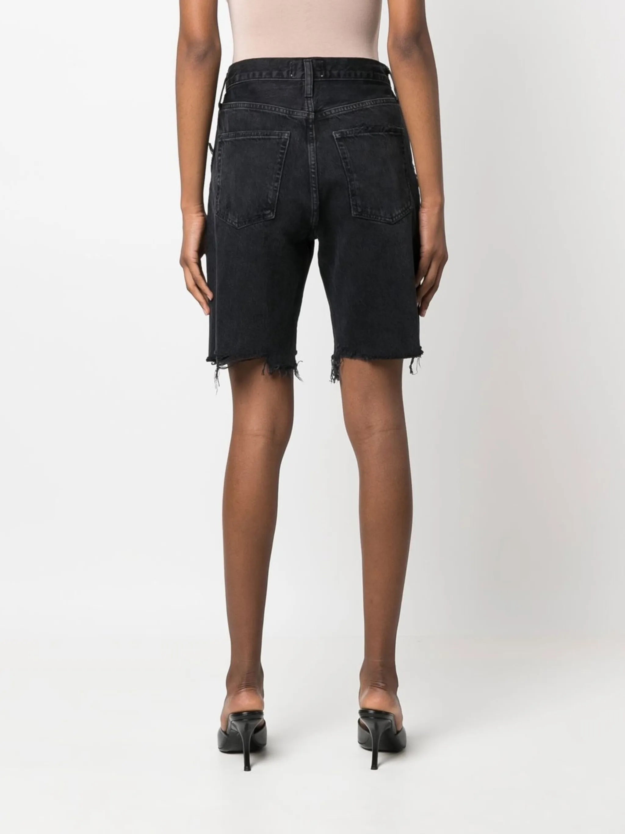 high-rise straight denim shorts