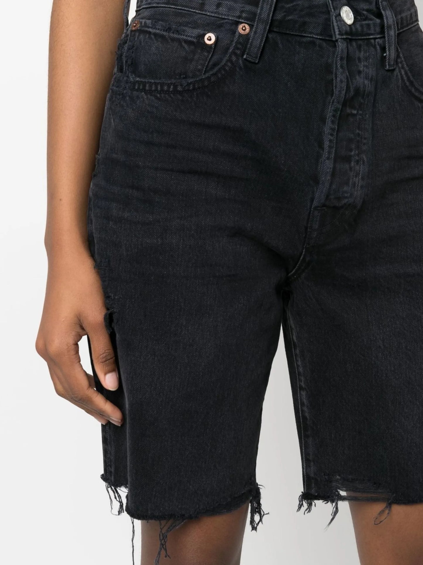 high-rise straight denim shorts