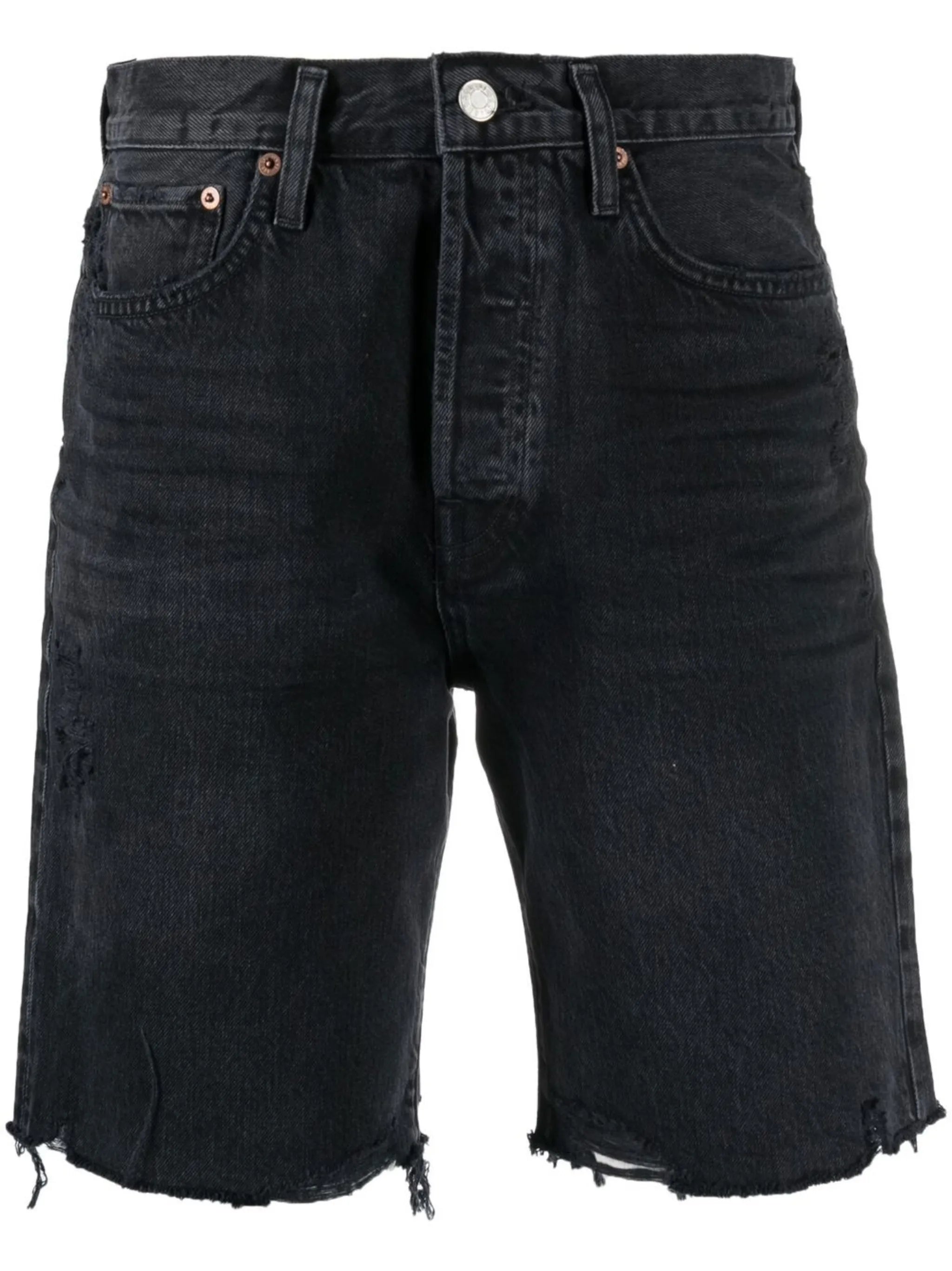 high-rise straight denim shorts