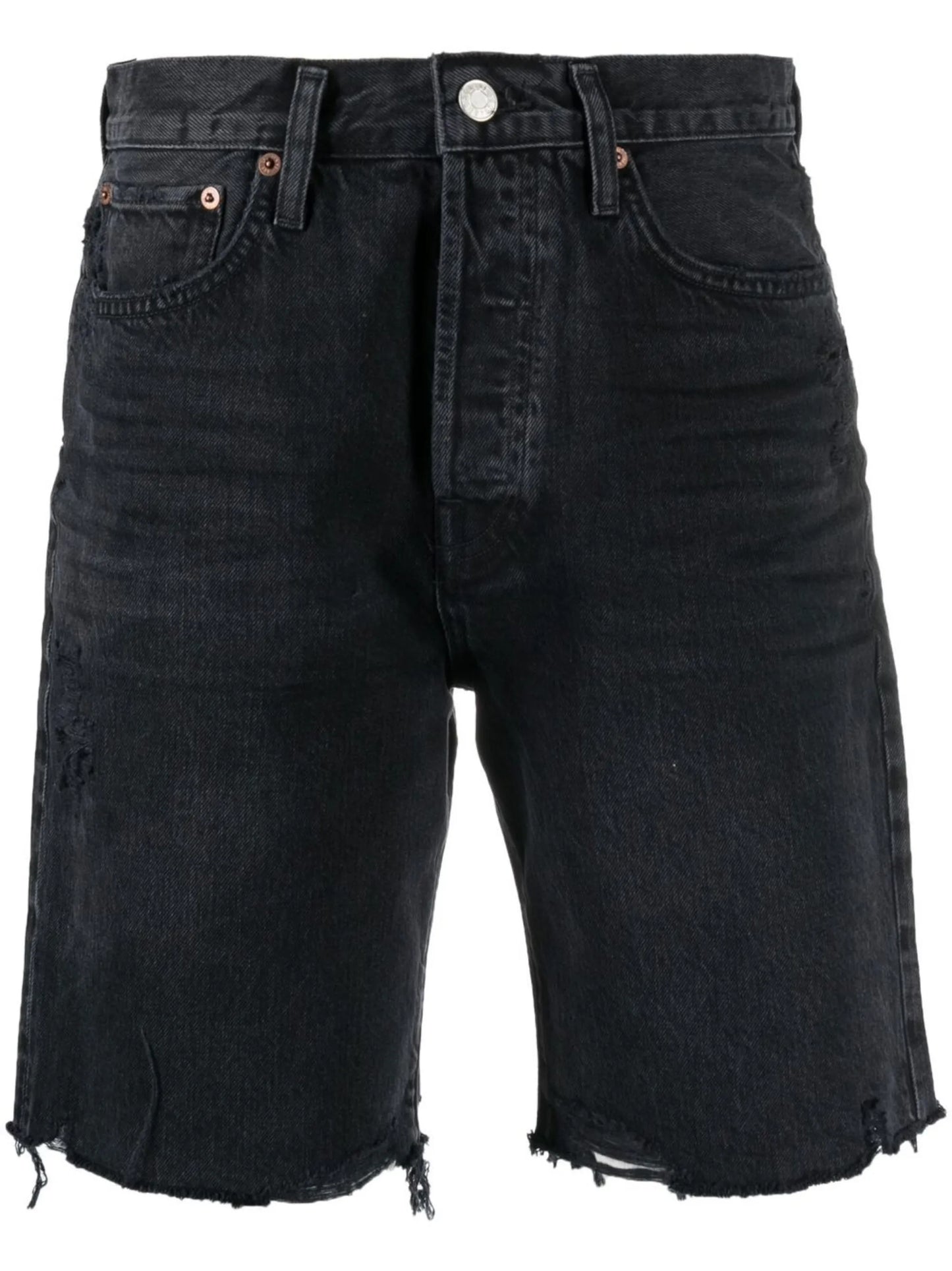 high-rise straight denim shorts