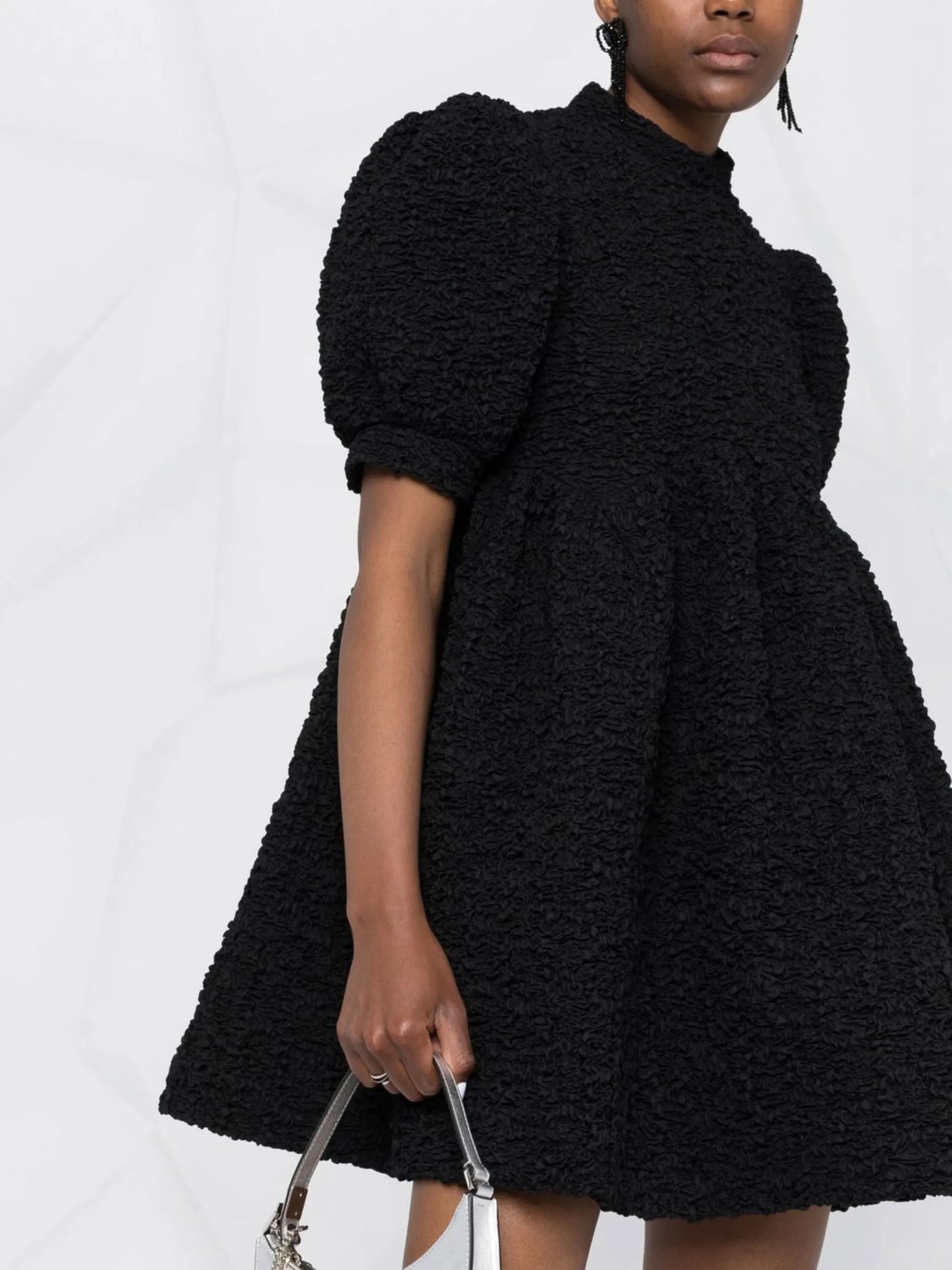 Uma puff-sleeves smocked mini dress