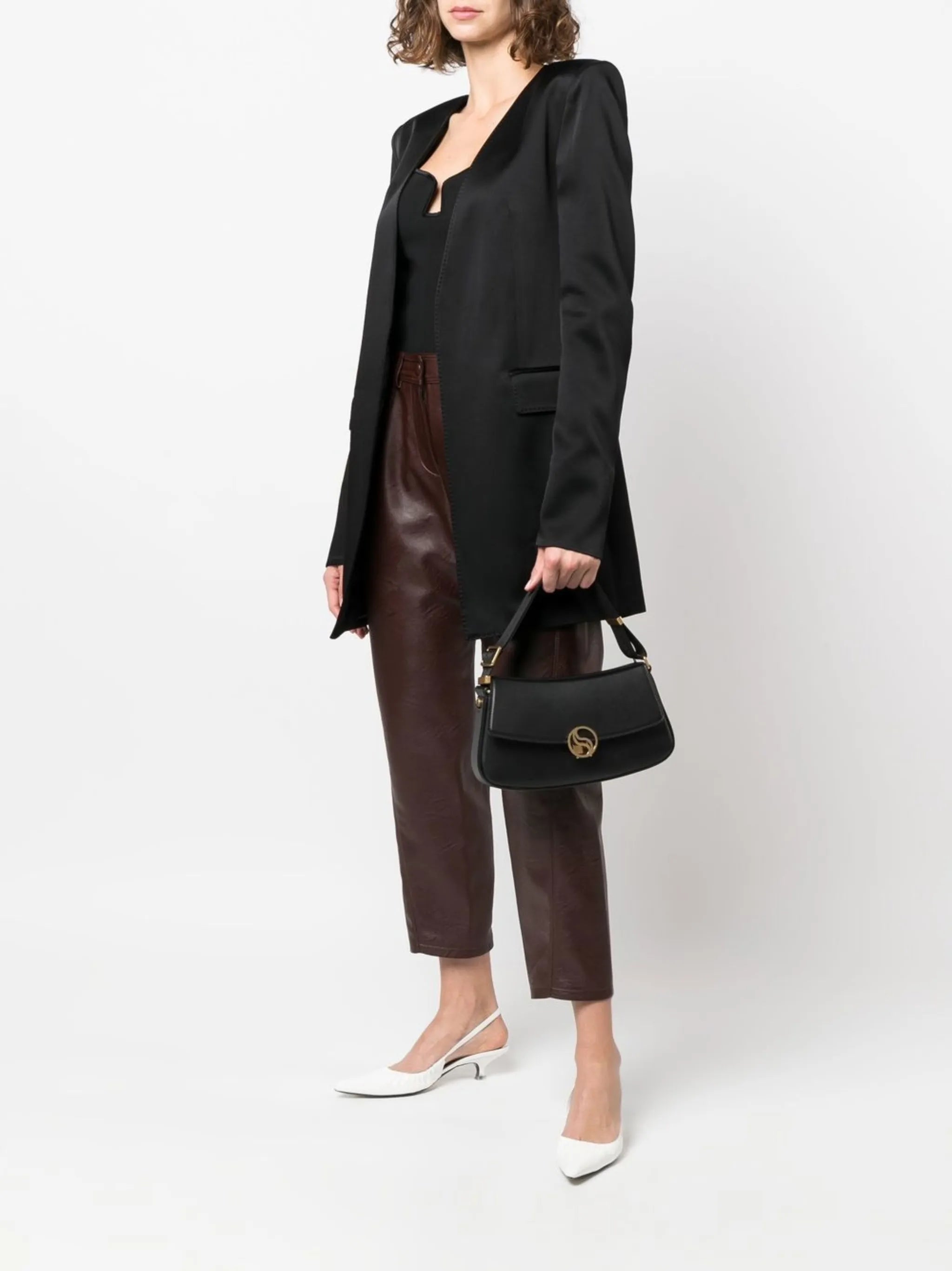 logo clasp flap shoulder bag