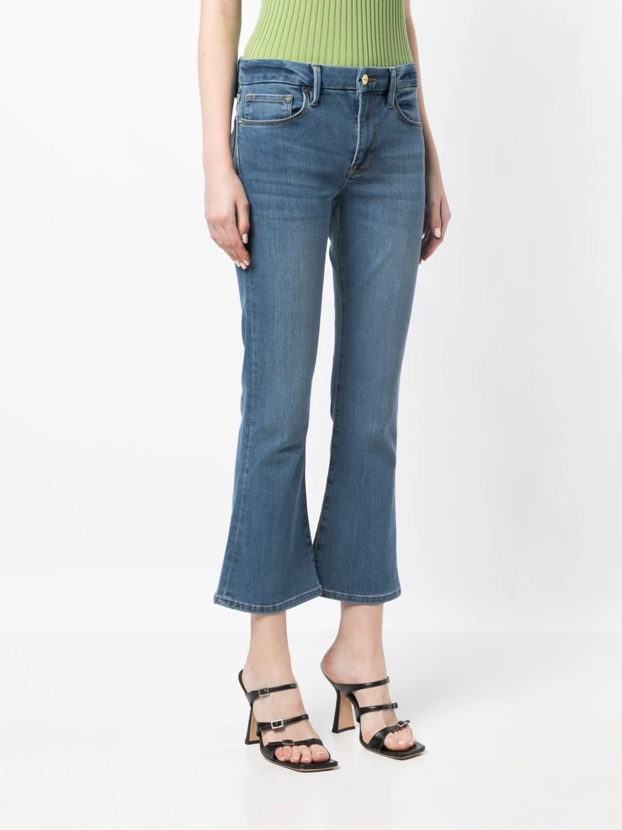 low-rise flared jeans