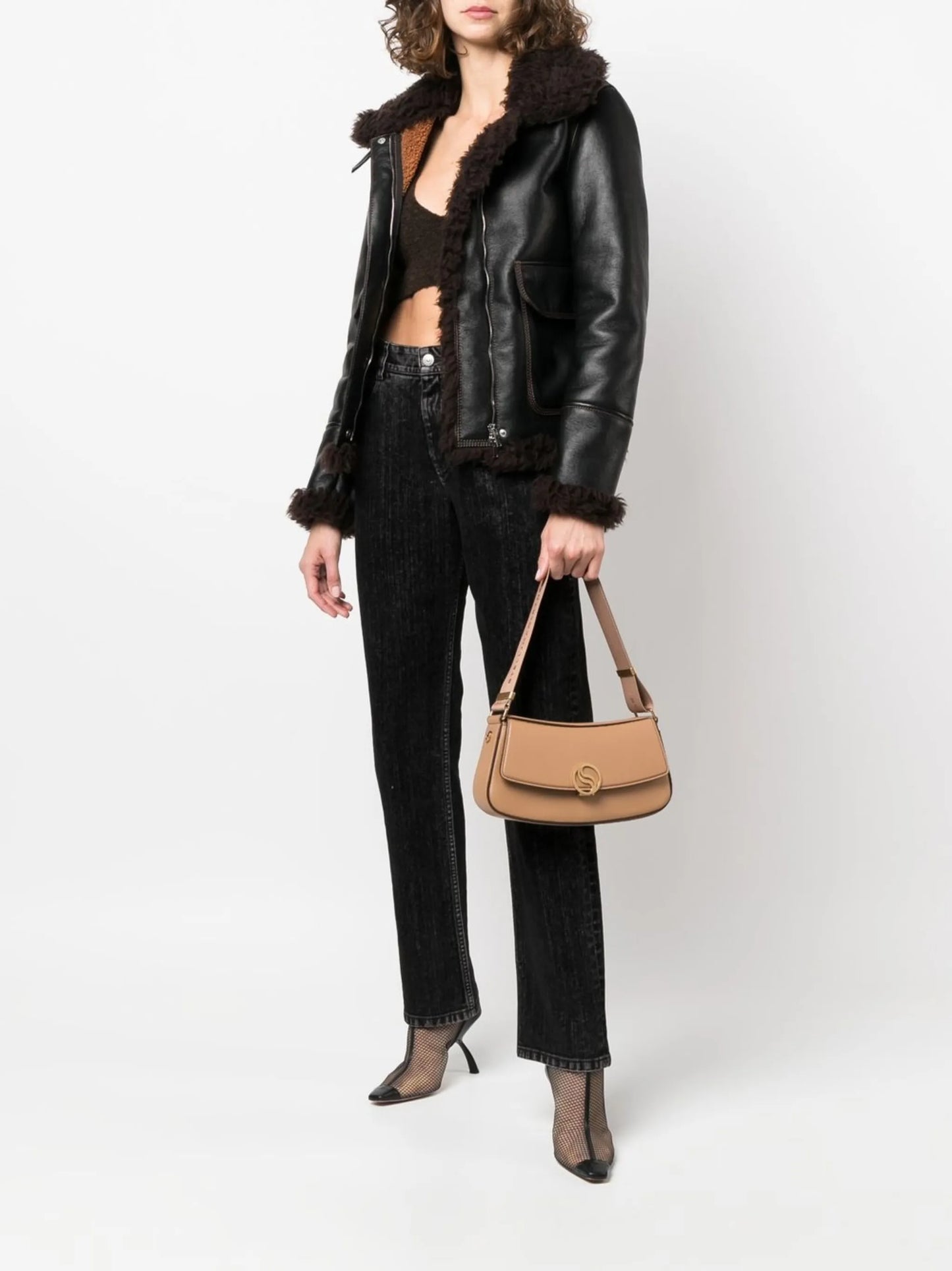 logo clasp flap shoulder bag