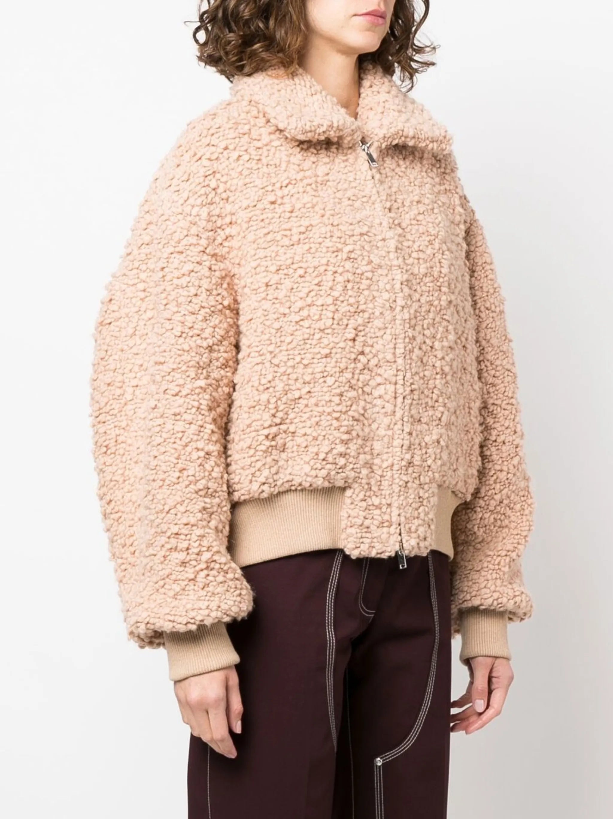 softly textured cropped bomber jacket