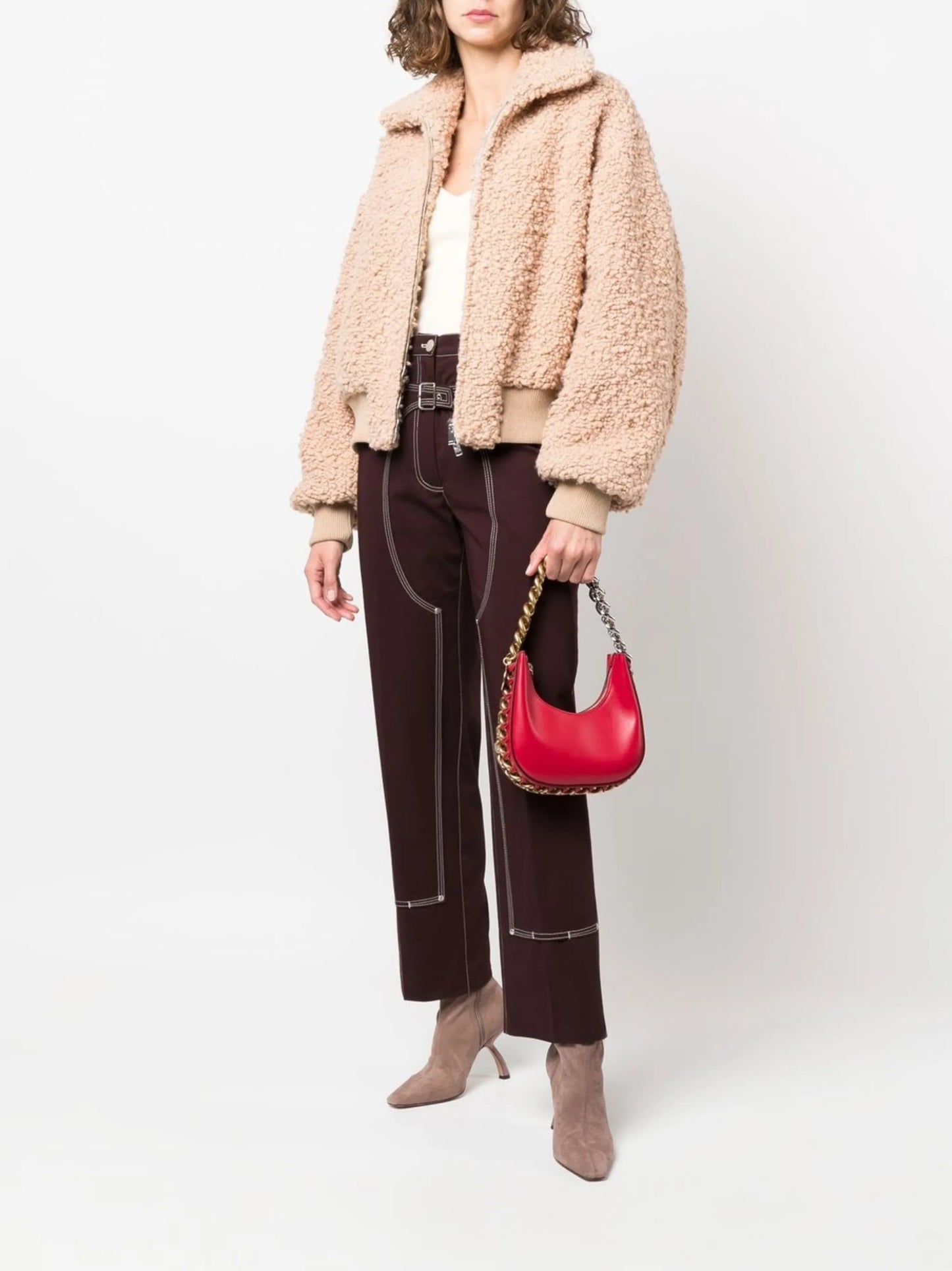 softly textured cropped bomber jacket