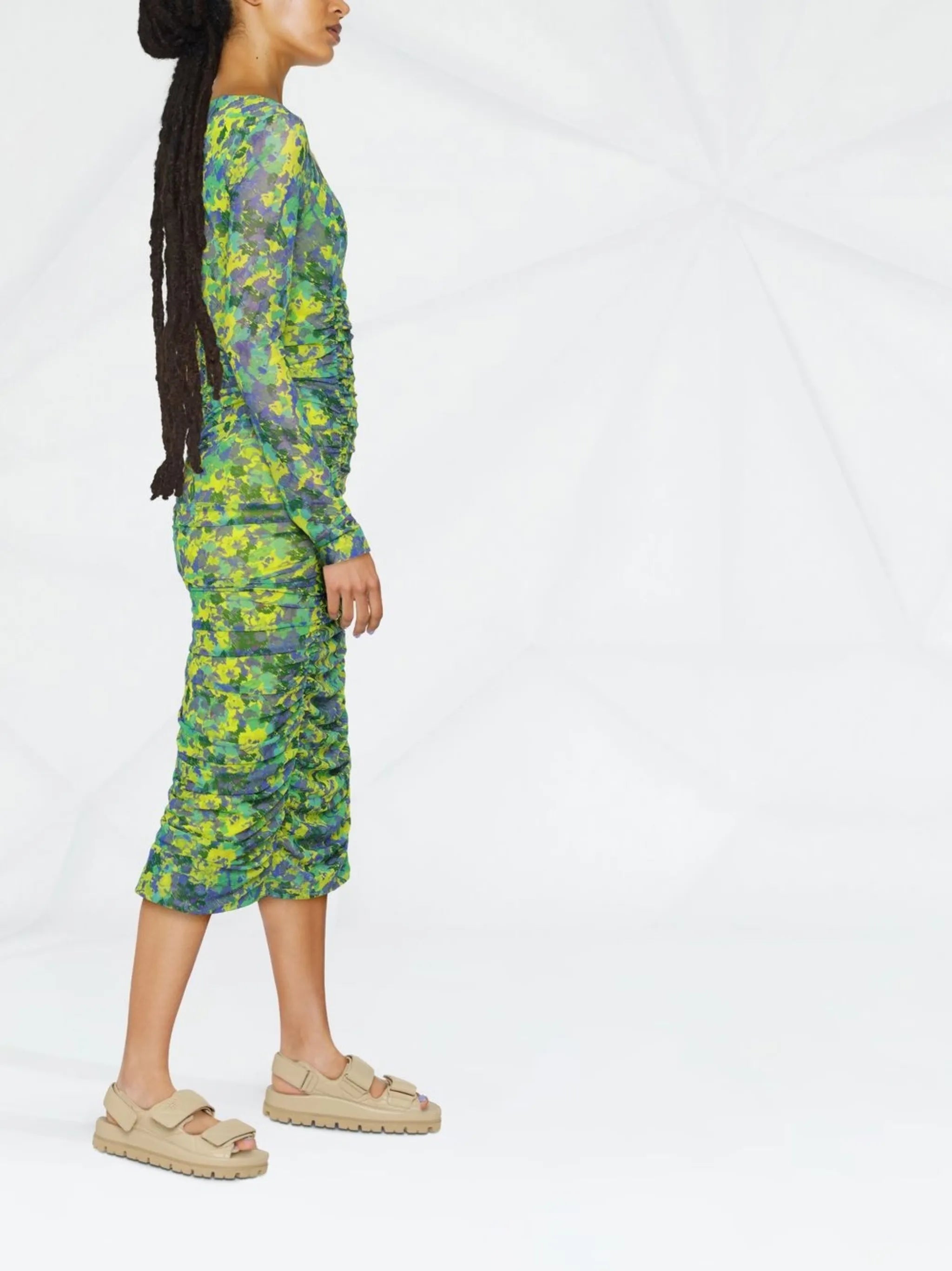 Sulphur Spring ruched mesh dress