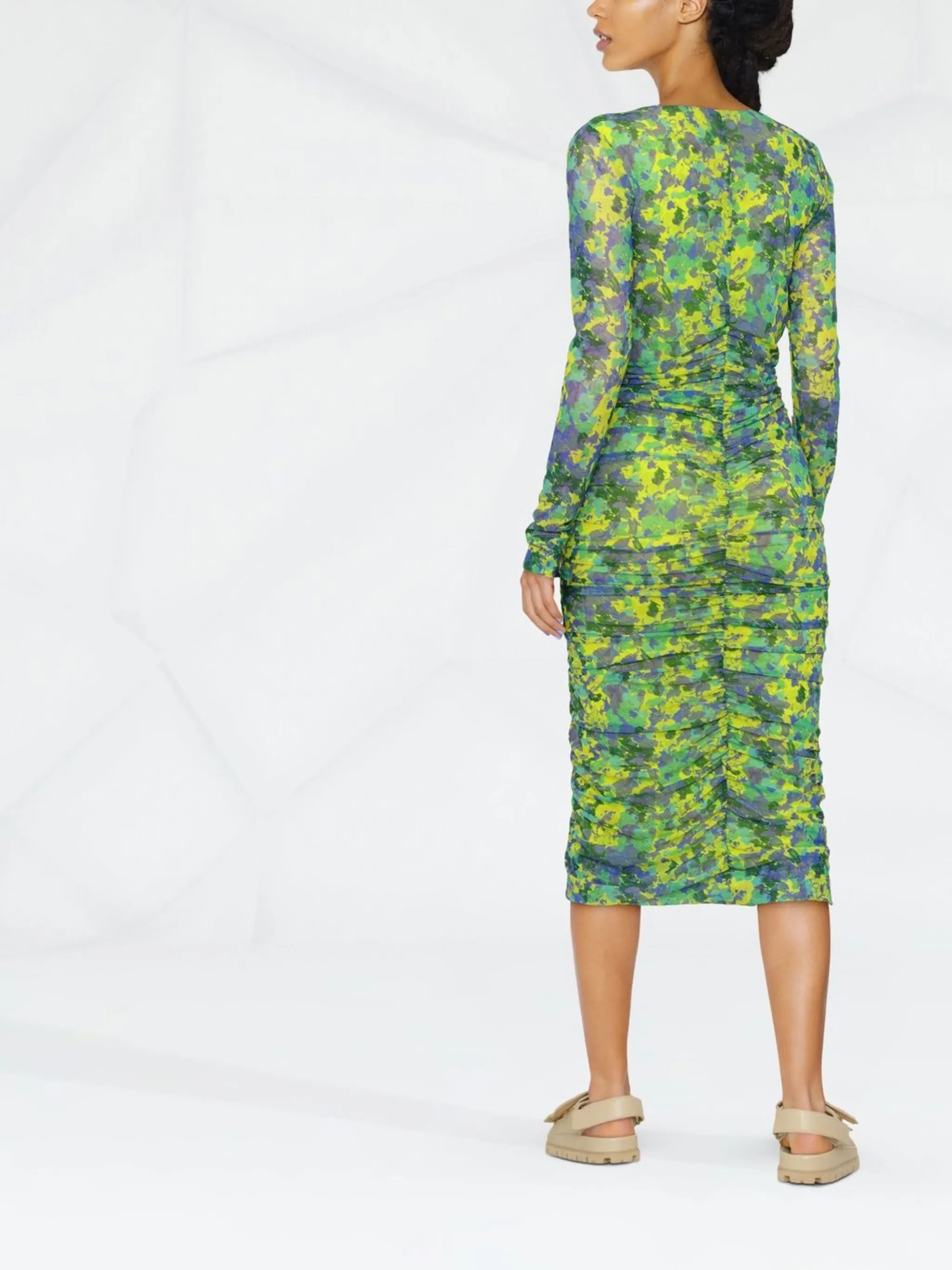 Sulphur Spring ruched mesh dress