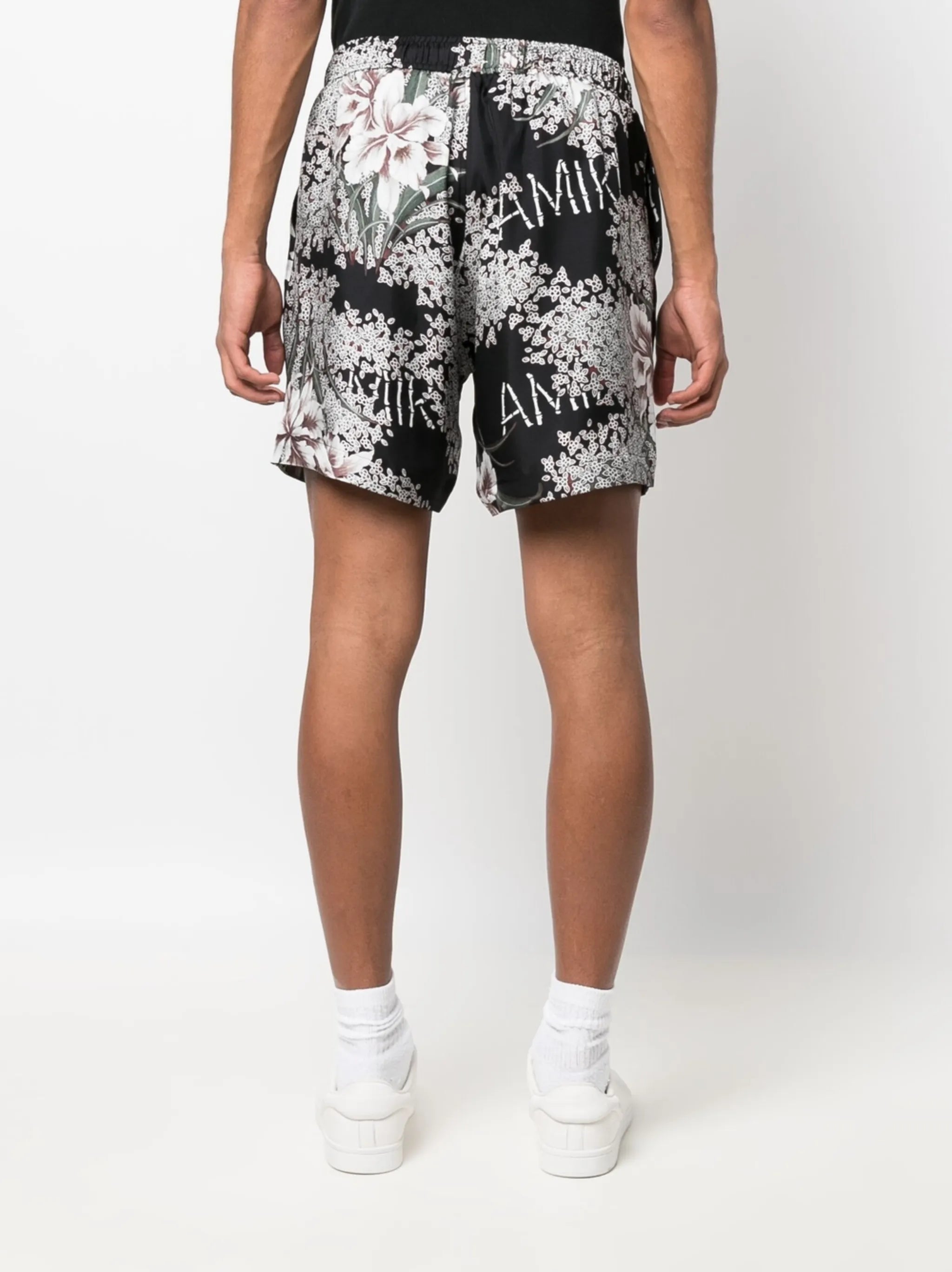 silk floral-print shorts