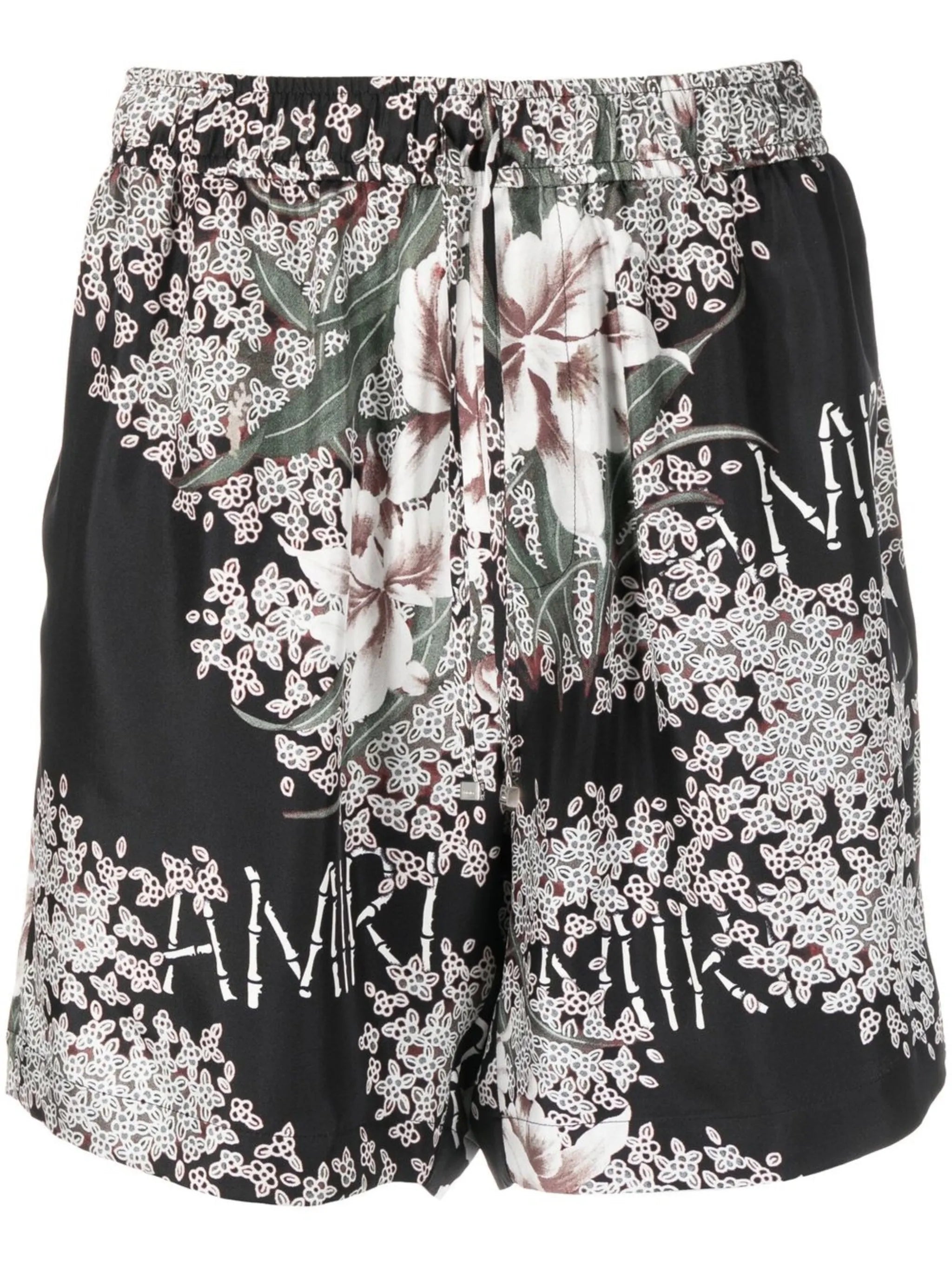 silk floral-print shorts
