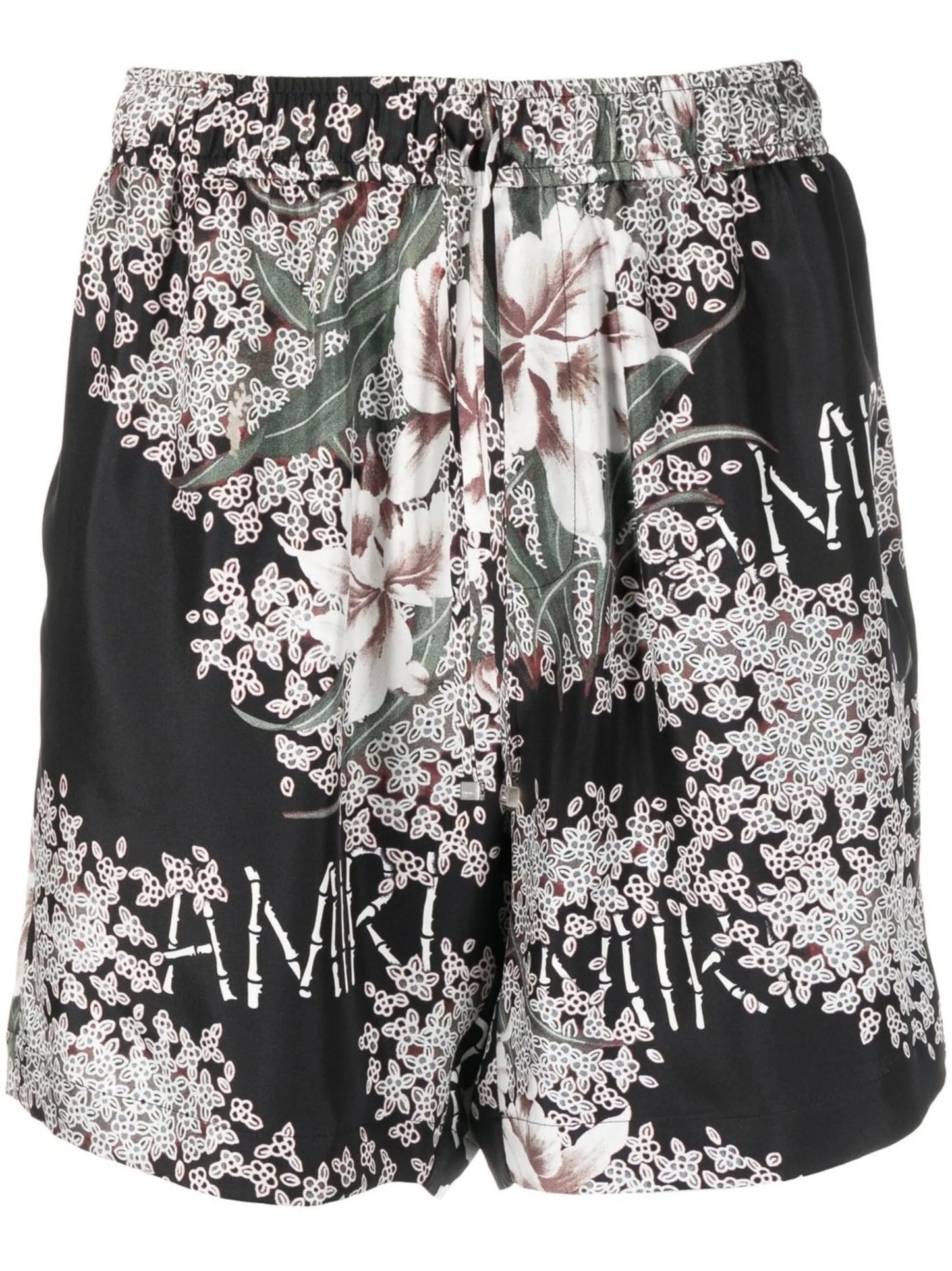 silk floral-print shorts