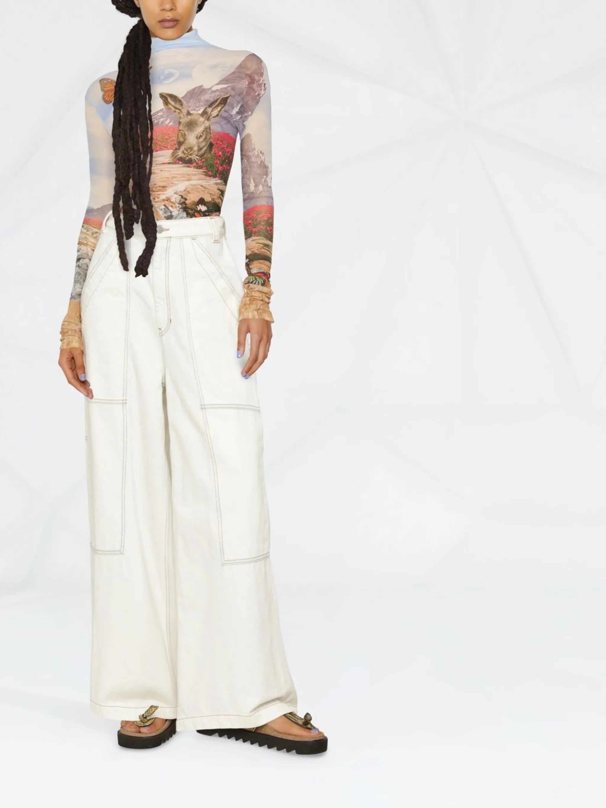high-waisted wide-leg jeans