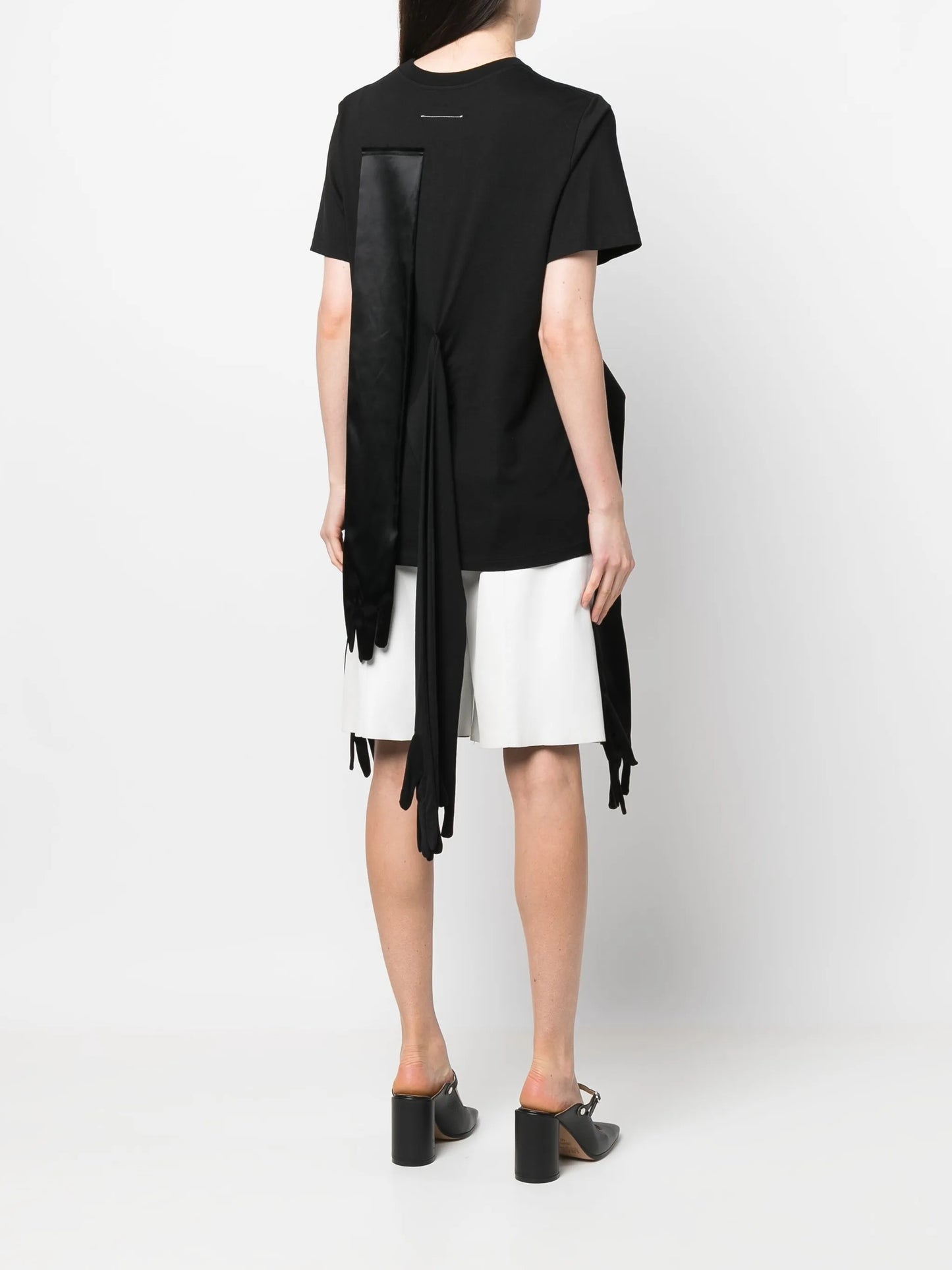 draped satin-panel T-shirt