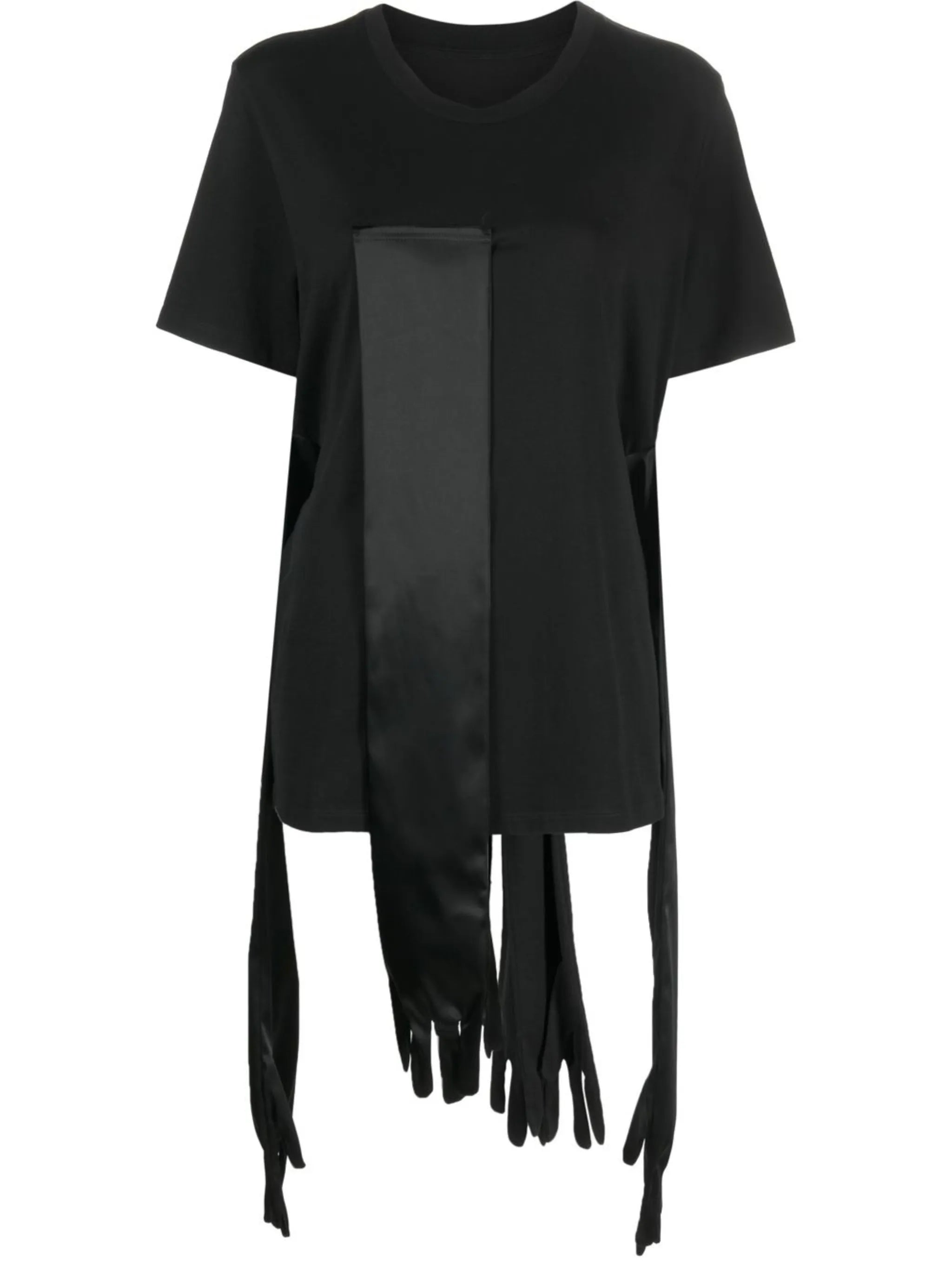 draped satin-panel T-shirt