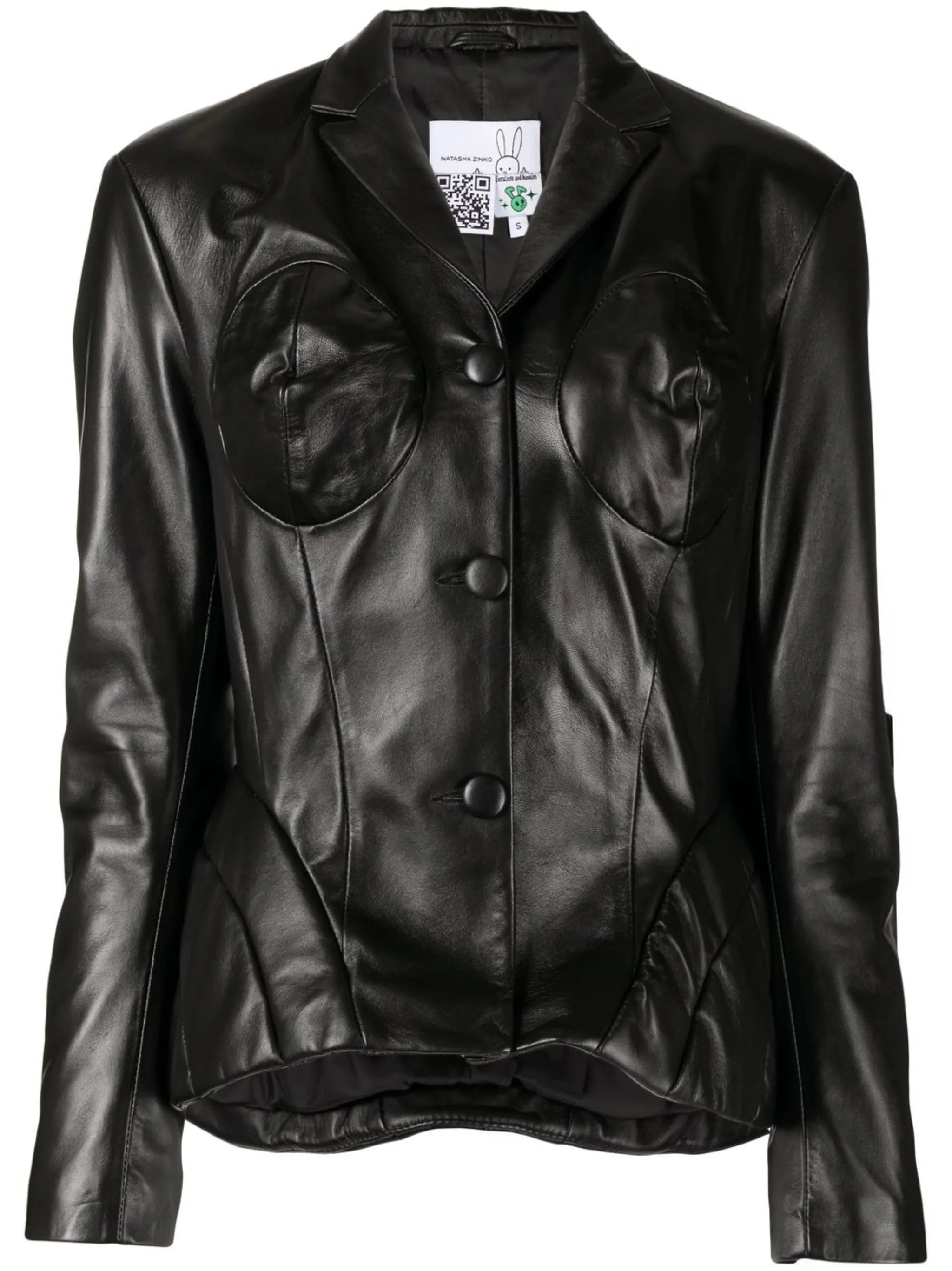 padded cone-bust leather jacket