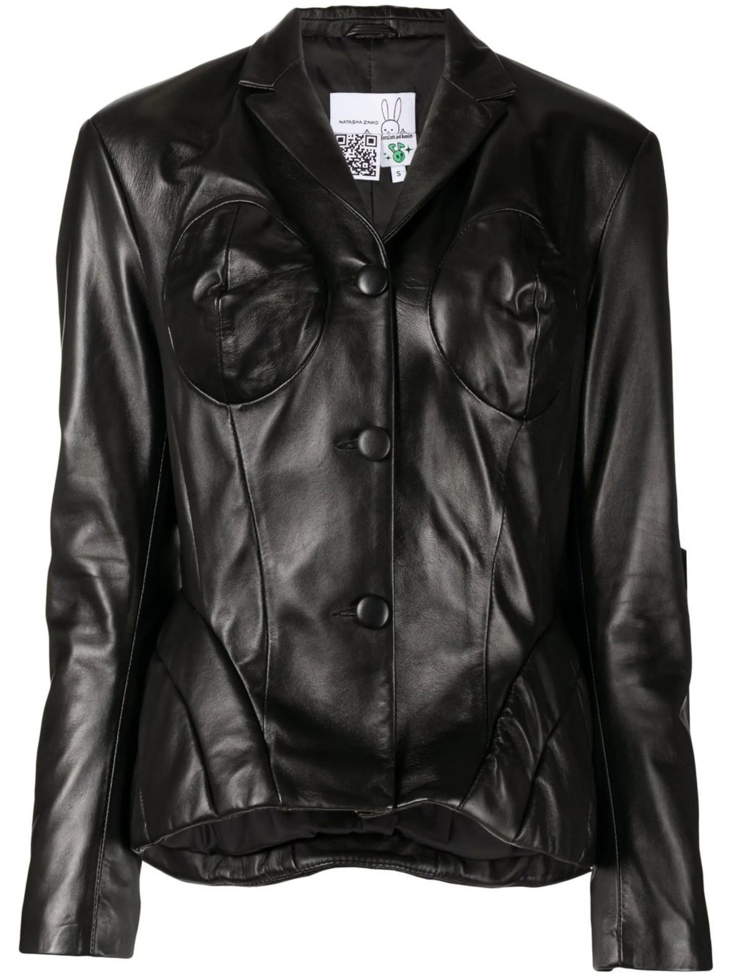 padded cone-bust leather jacket