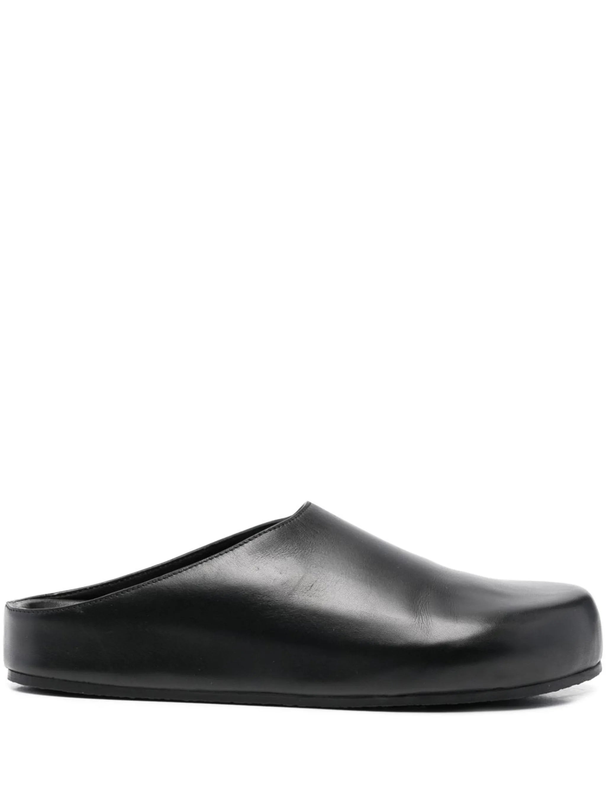 round-toe leather slippers