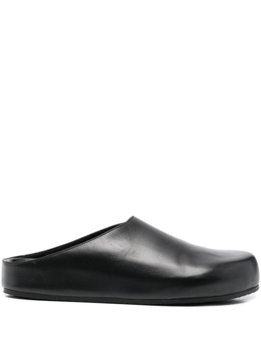 round-toe leather slippers