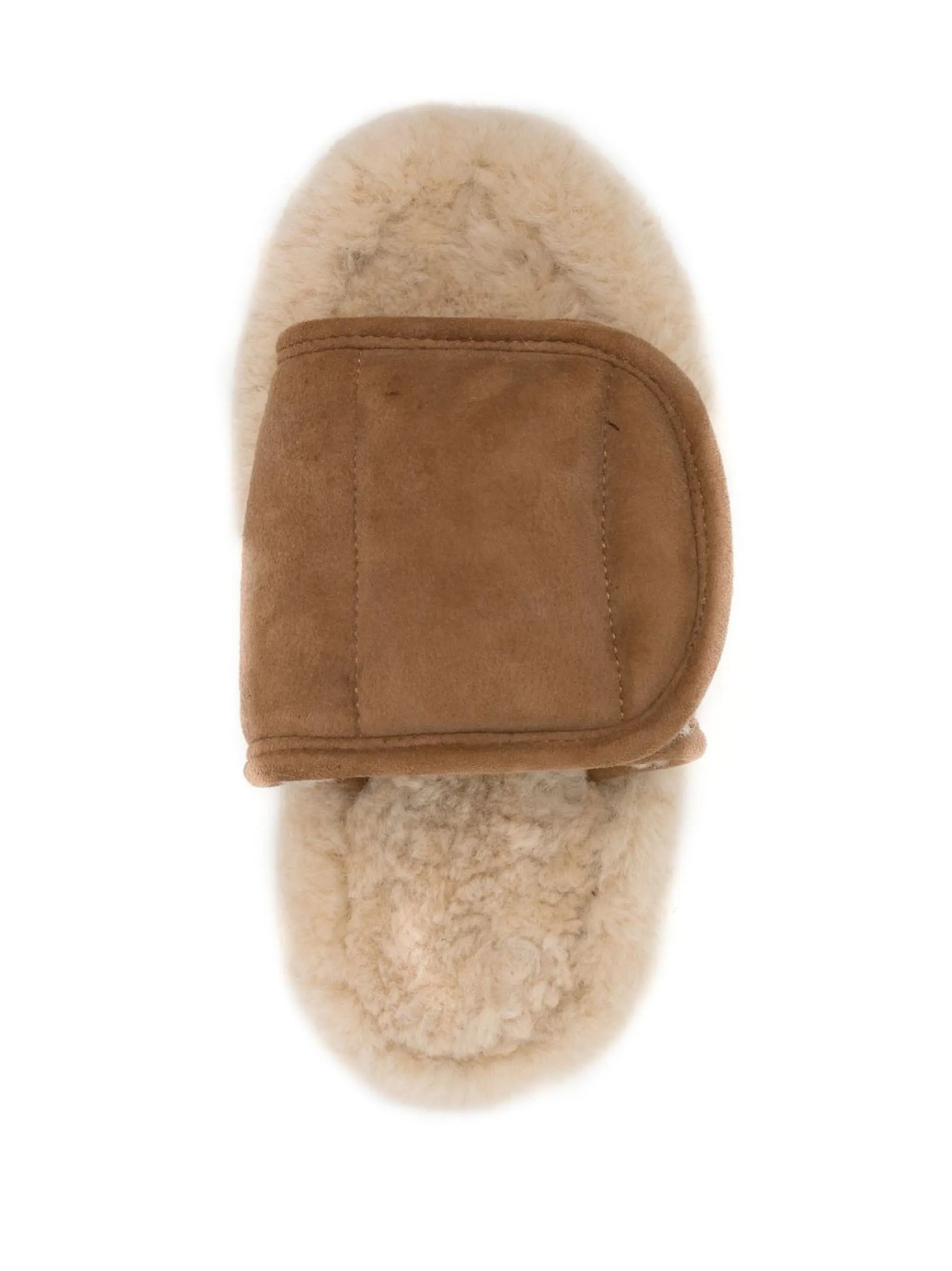 touch-strap shearling slides