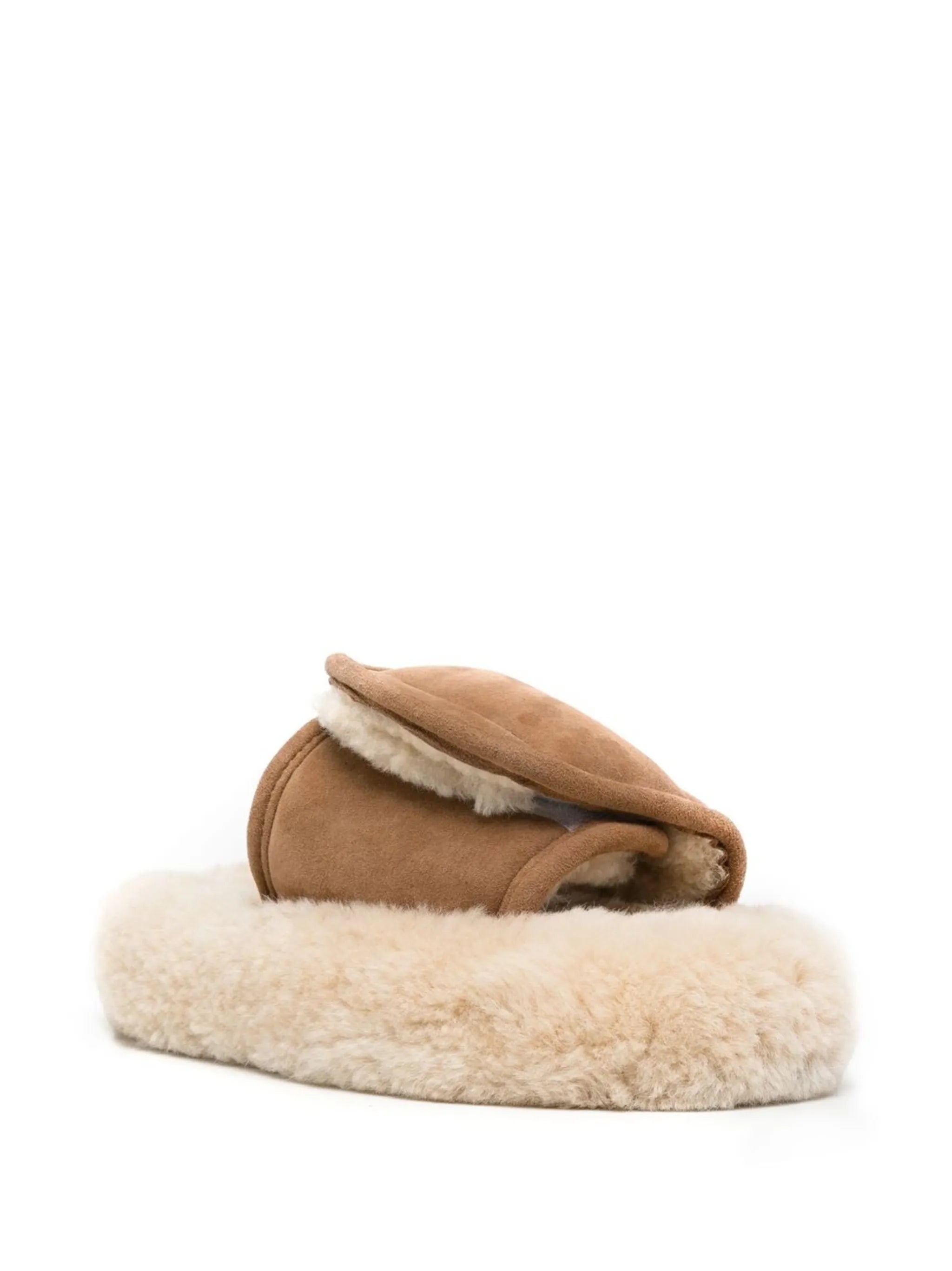 touch-strap shearling slides