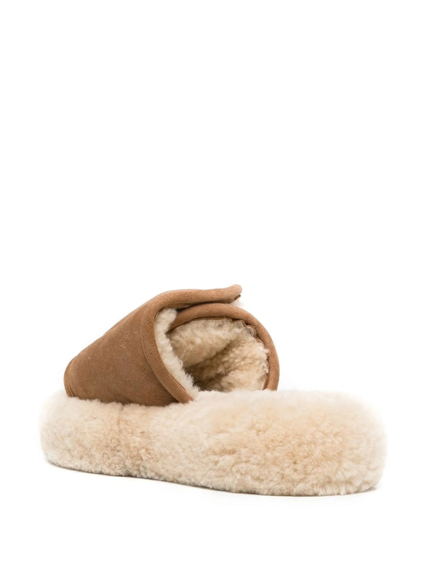 touch-strap shearling slides