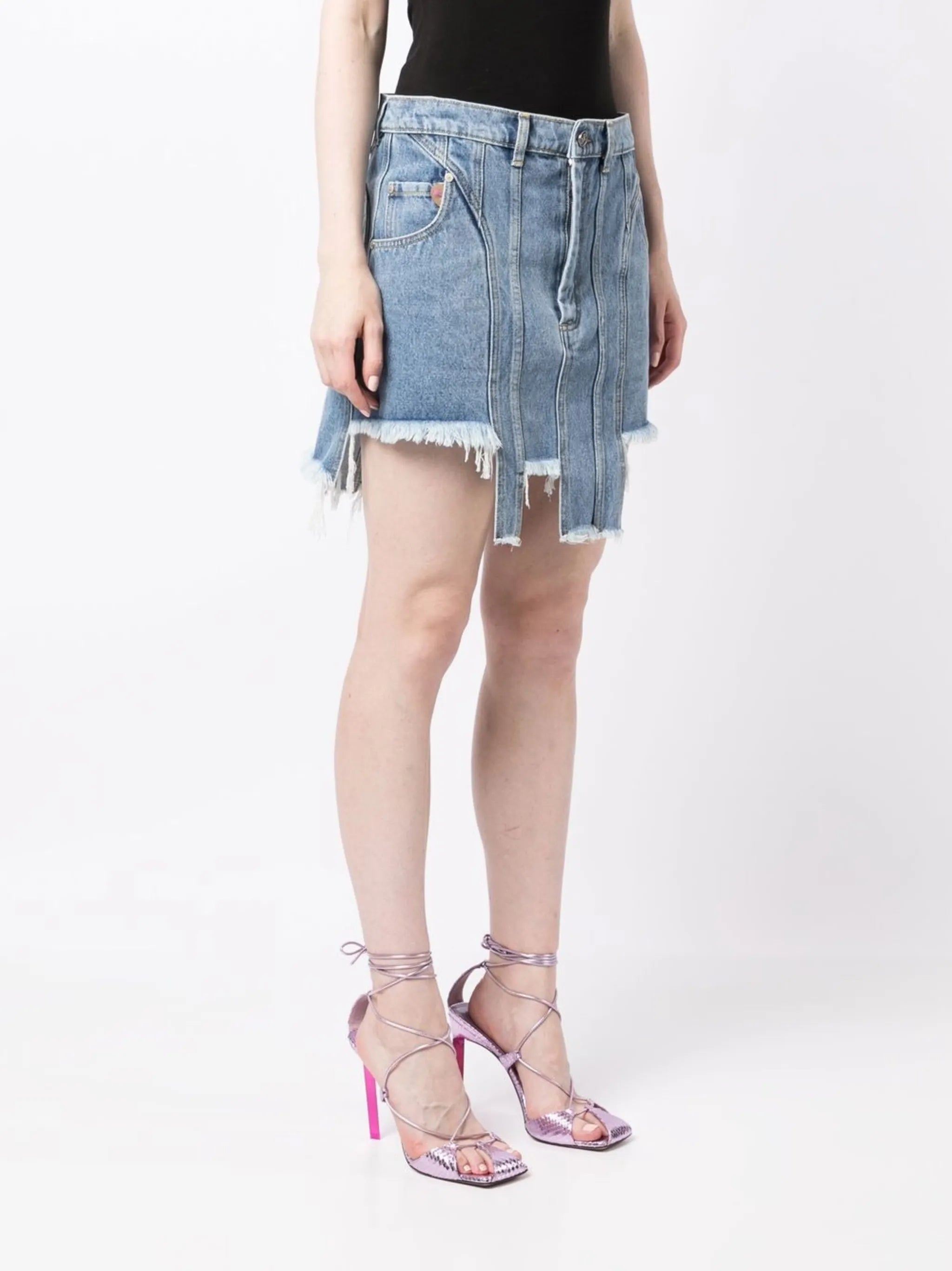 asymmetric denim mini skirt