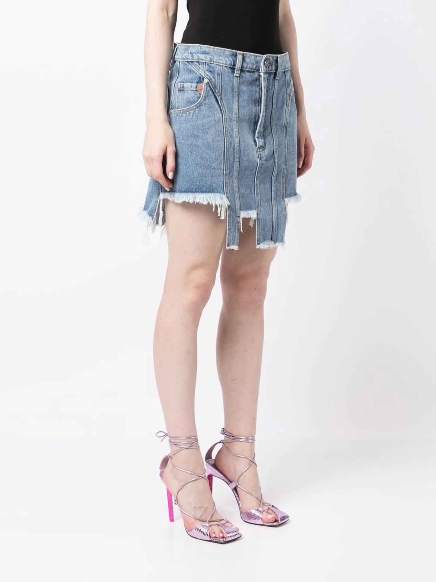 asymmetric denim mini skirt