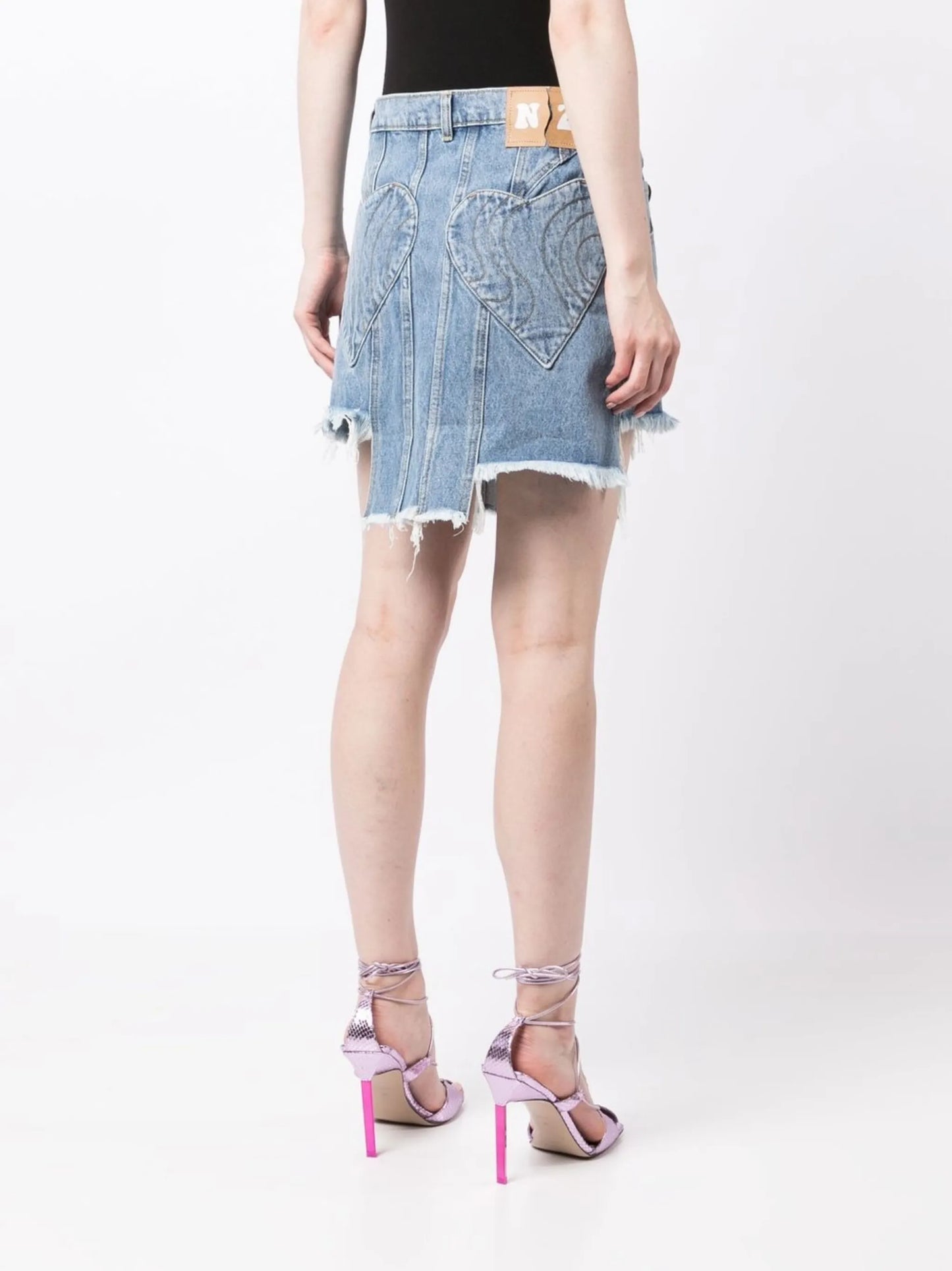 asymmetric denim mini skirt