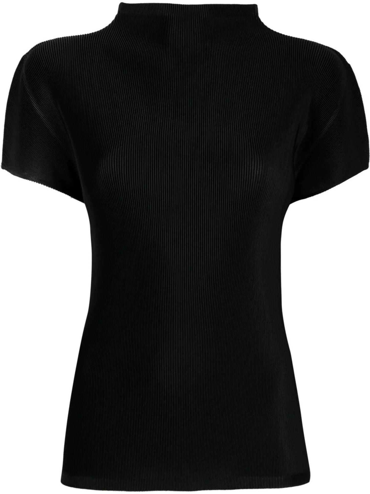 plissé high-neck blouse