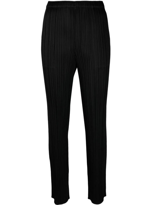 elasticated-waist slip-on straight trousers