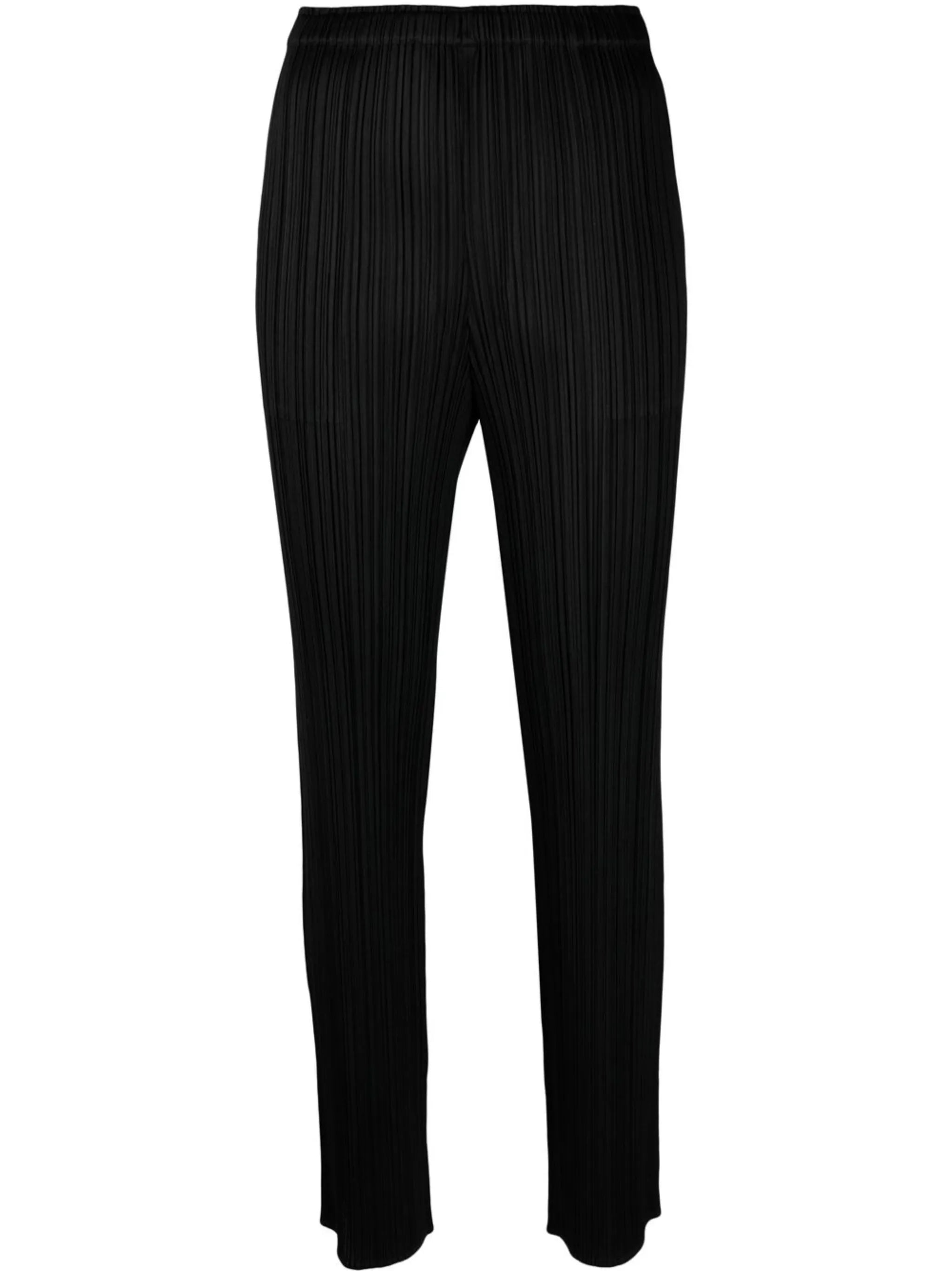 elasticated-waist slip-on straight trousers