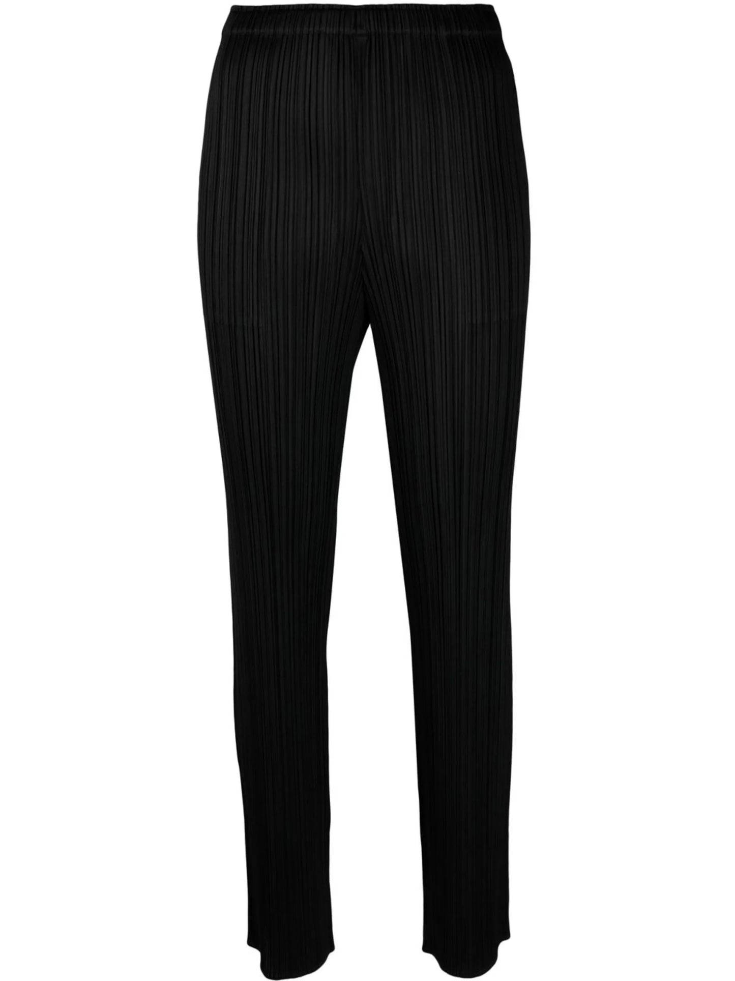 elasticated-waist slip-on straight trousers