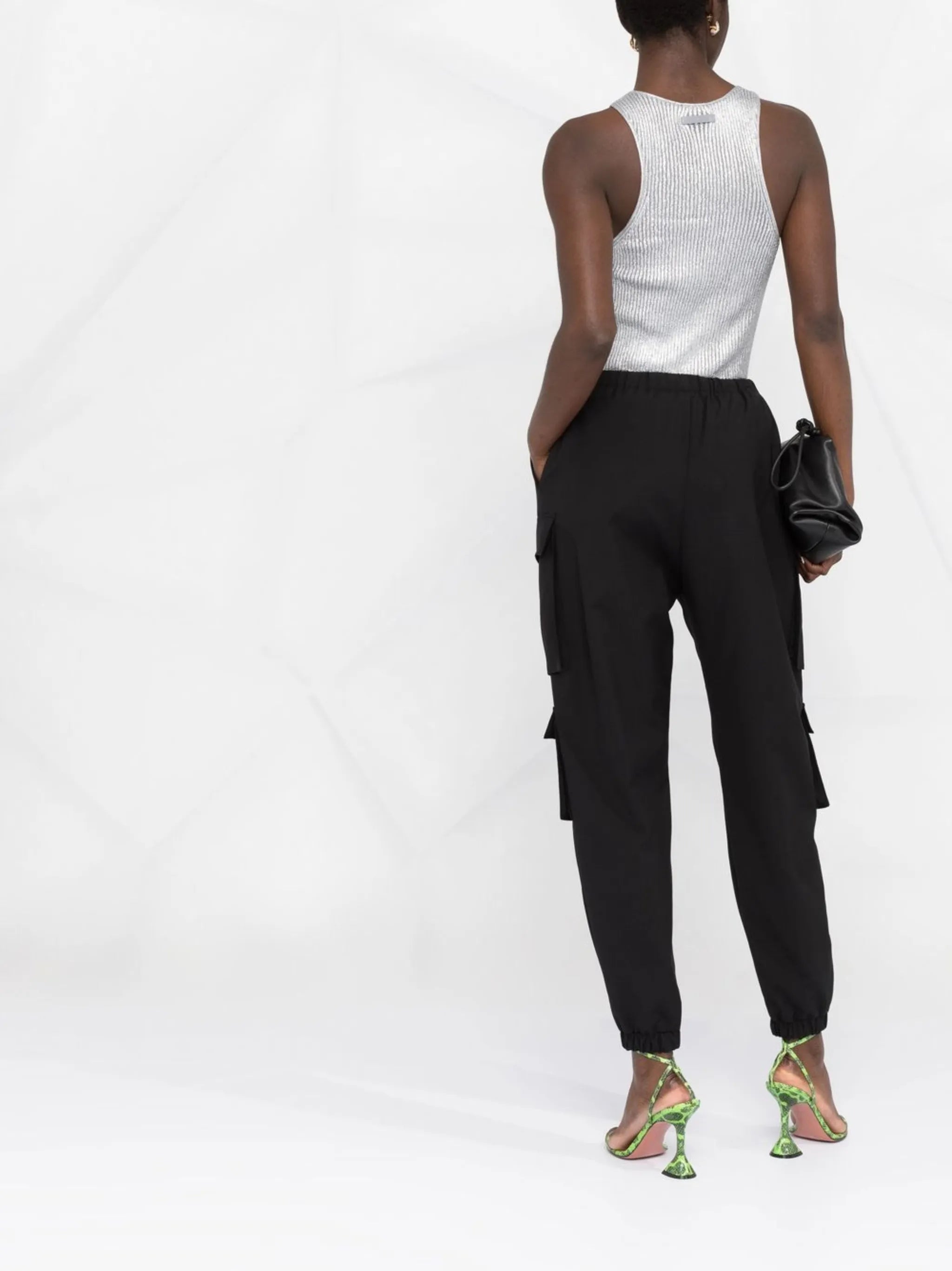 metallic rib-knit vest