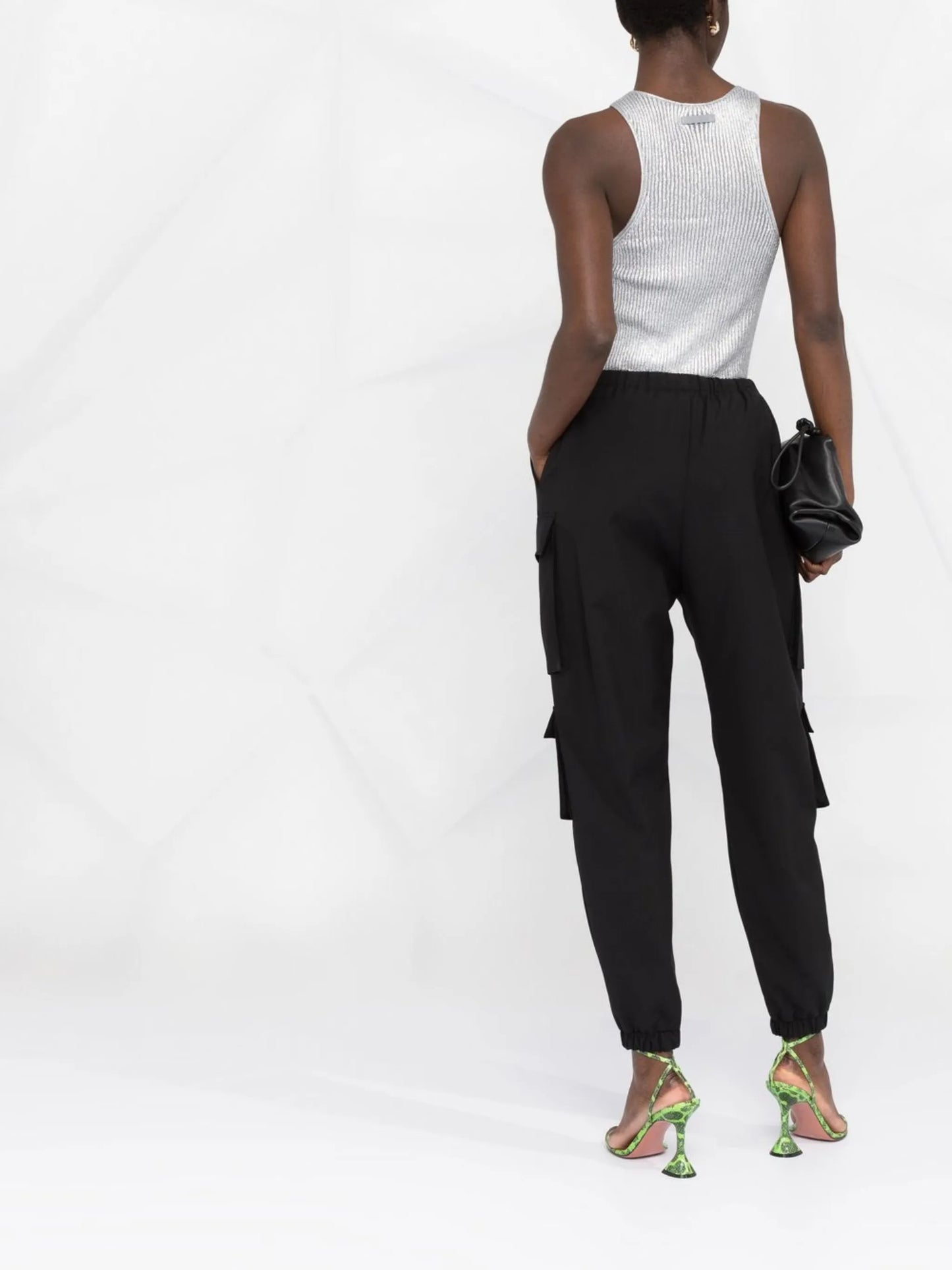 metallic rib-knit vest