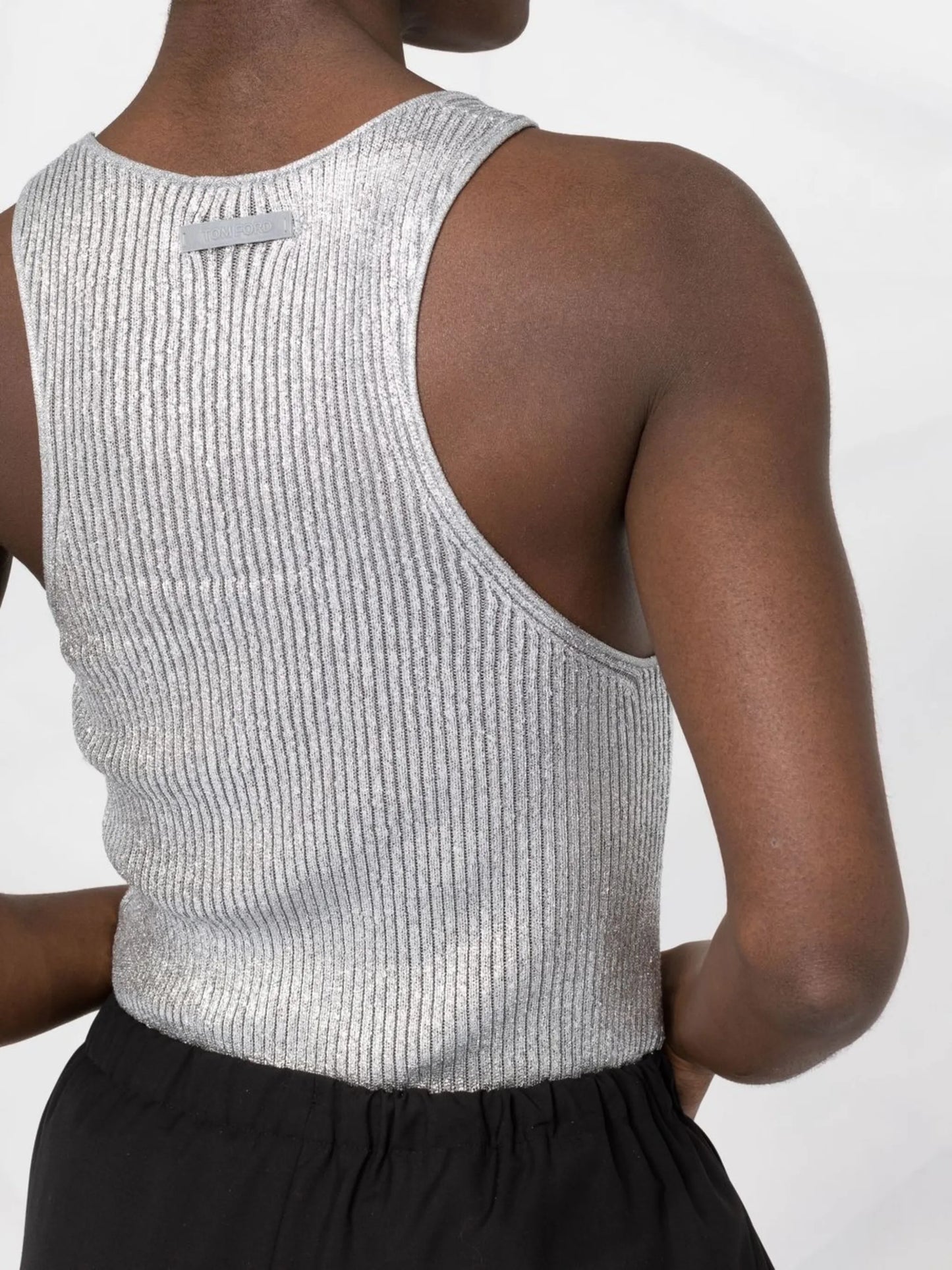 metallic rib-knit vest