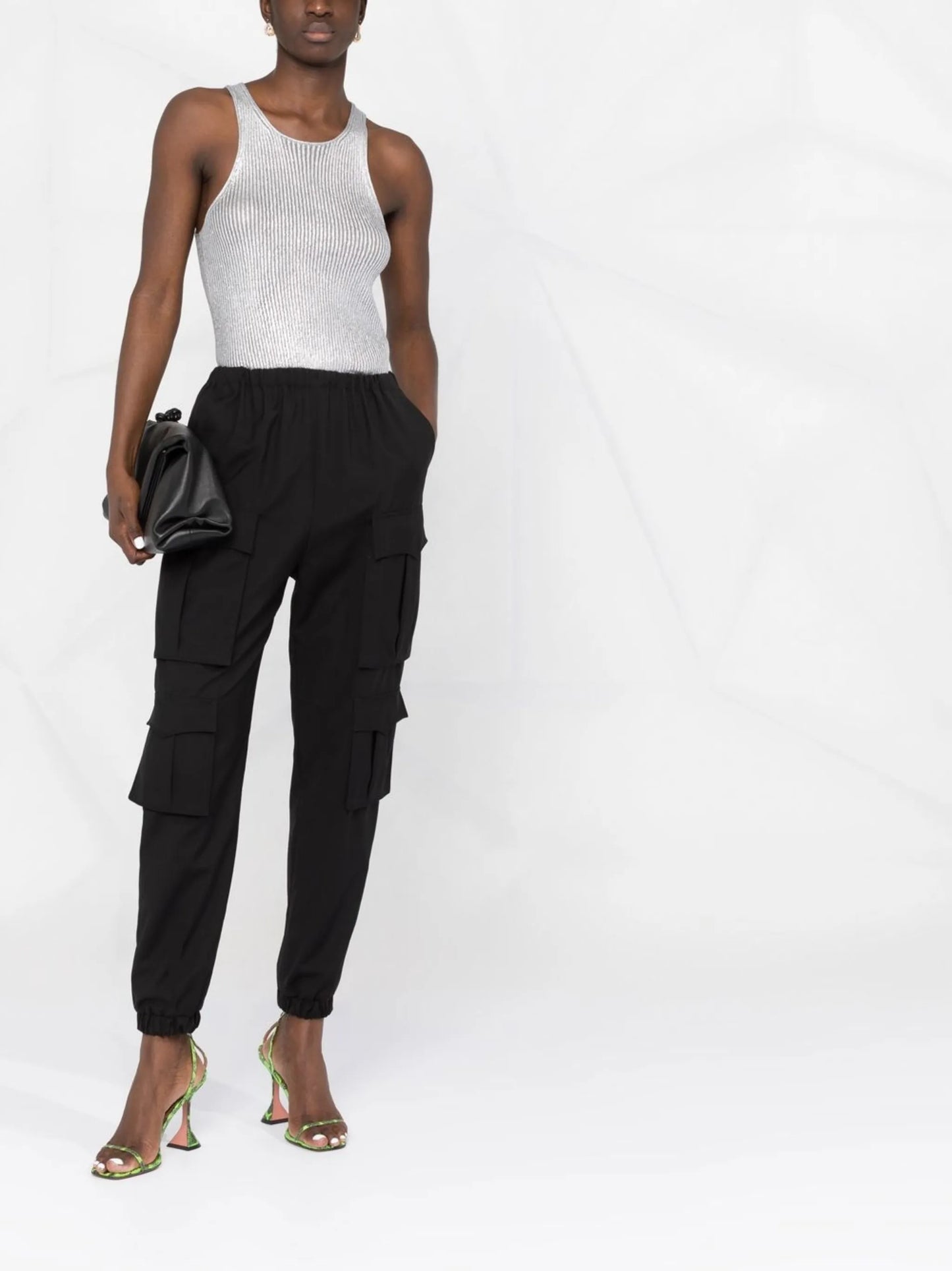 metallic rib-knit vest