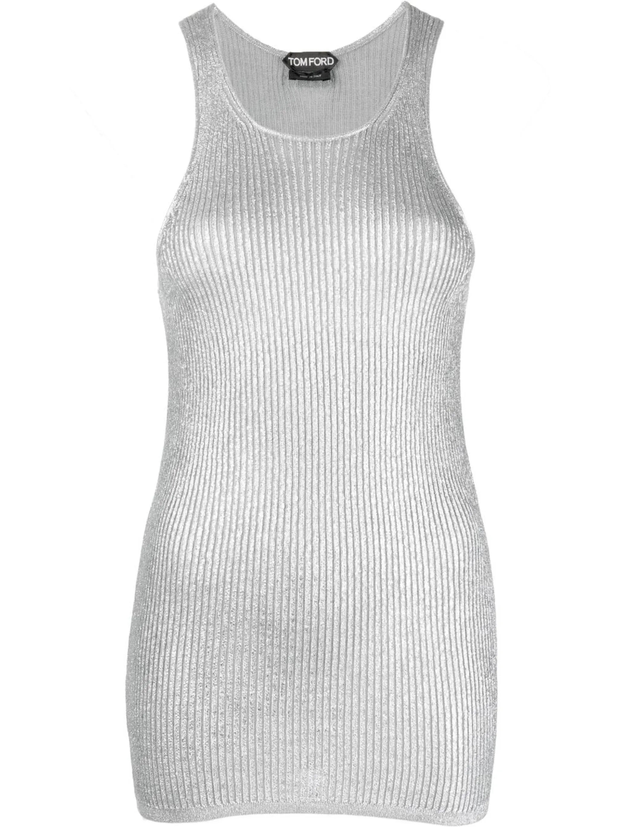 metallic rib-knit vest